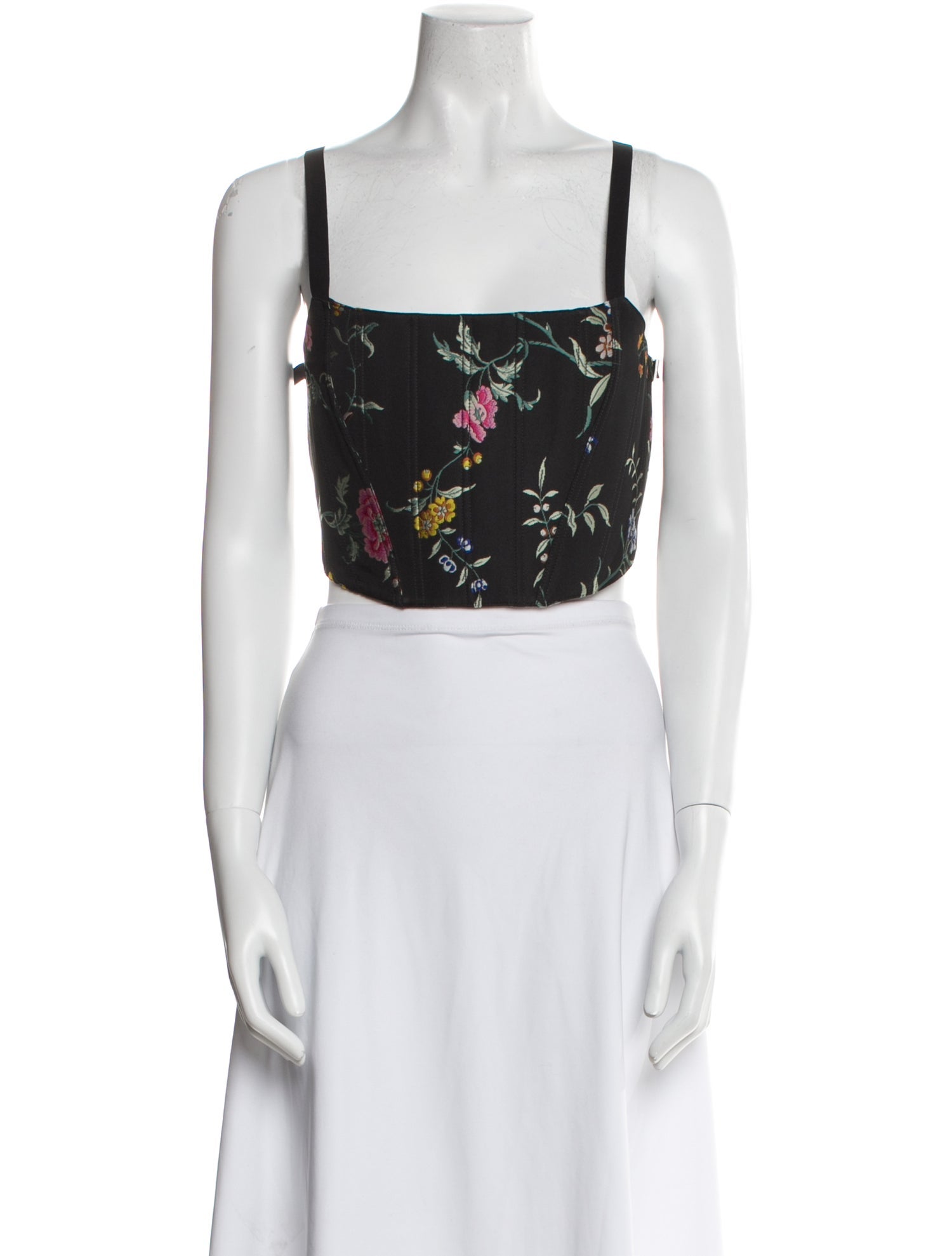 Christian Dior Floral Print Square Neckline Crop Top
