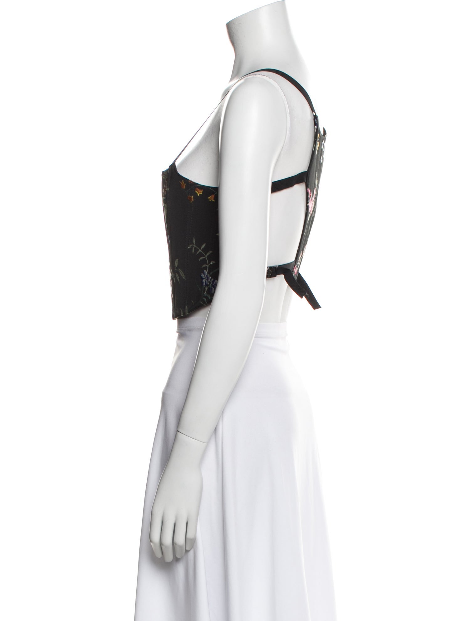 Christian Dior Floral Print Square Neckline Crop Top