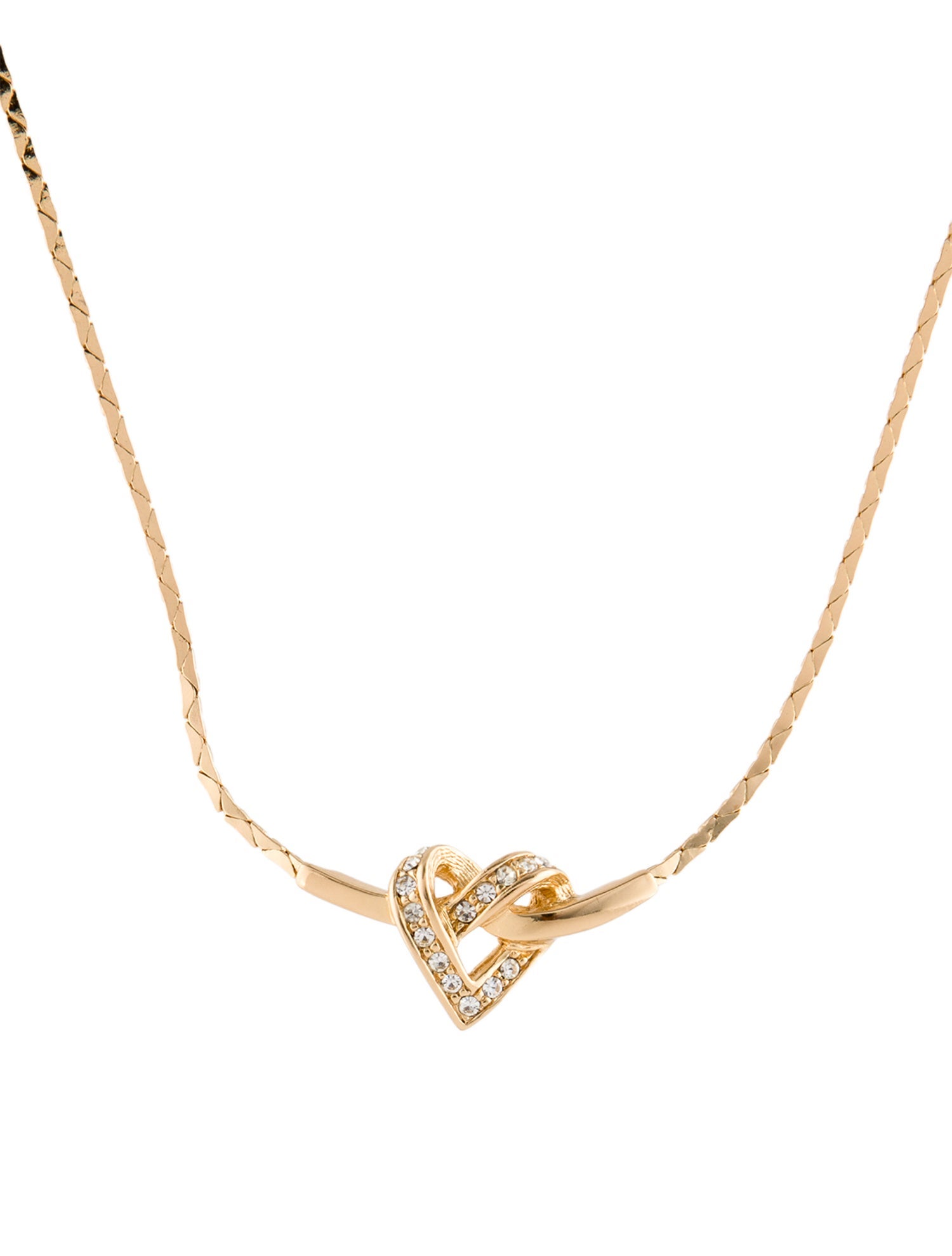 Christian Dior Vintage Crystal Heart Pendant Necklace