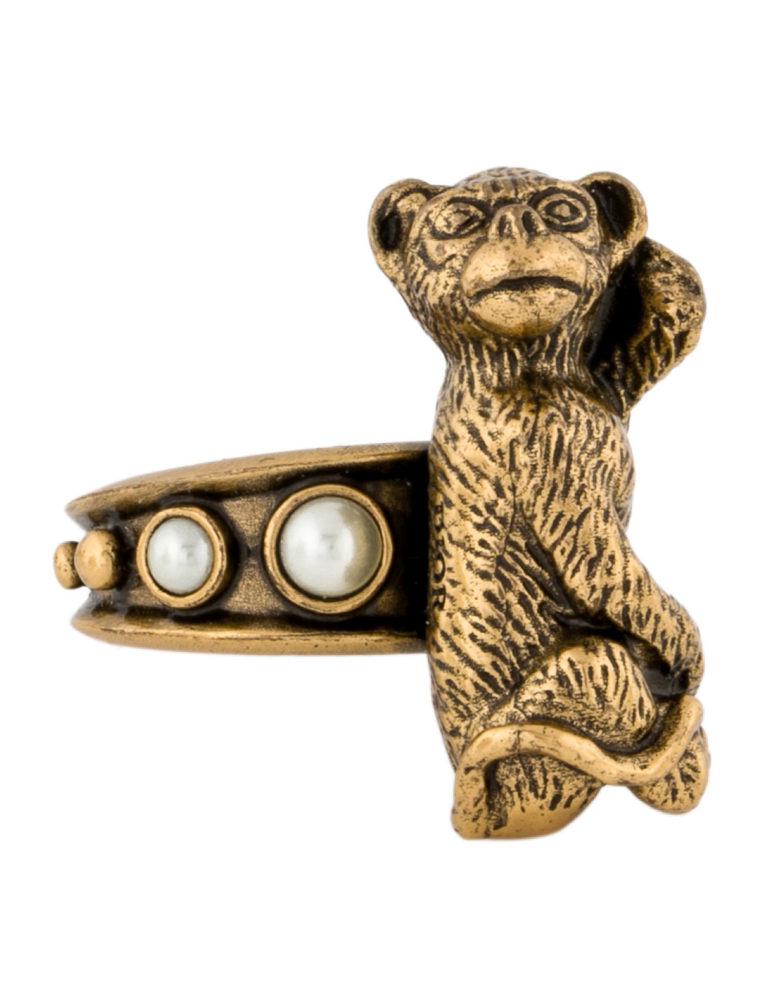 Christian Dior Faux Pearl Monkey Cocktail Ring