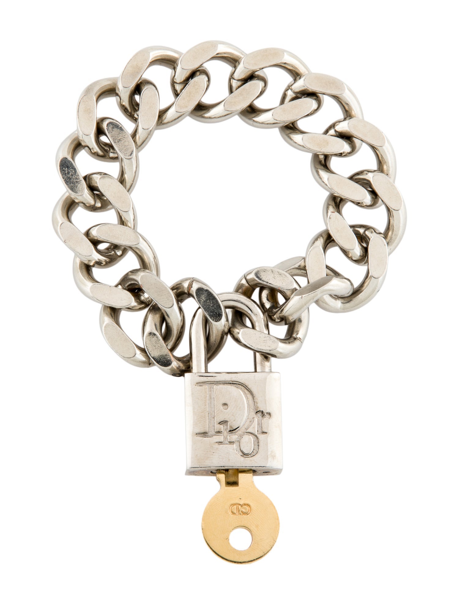Christian Dior CD Key & Lock Two-Tone Link Bracelet