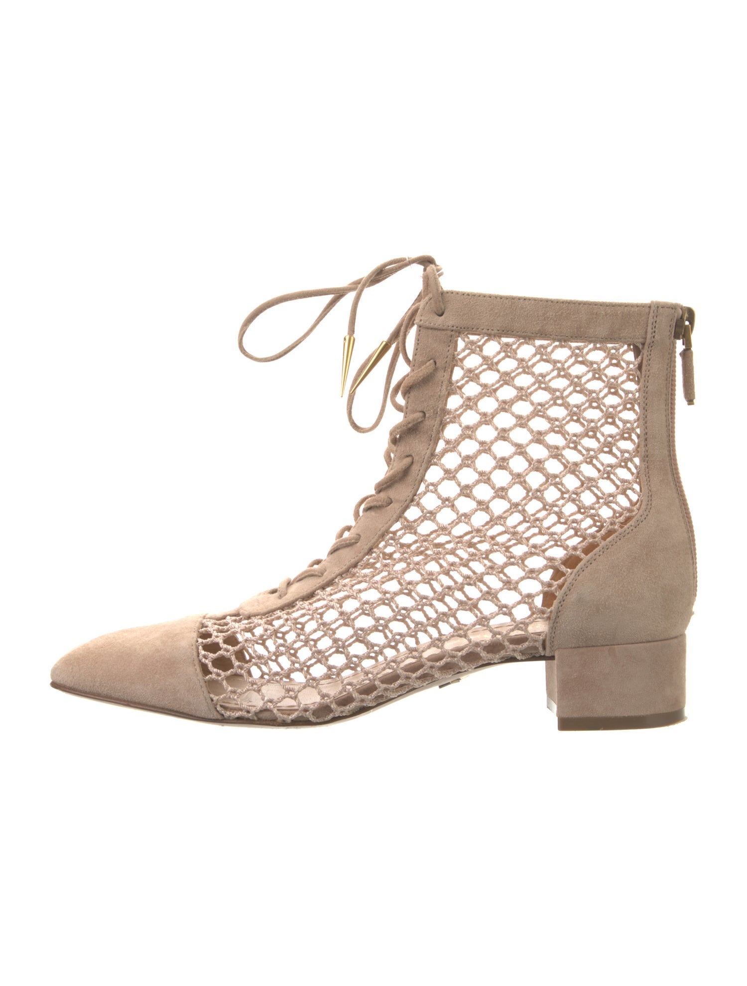 Christian Dior Suede Mesh Accents Lace-Up Boots