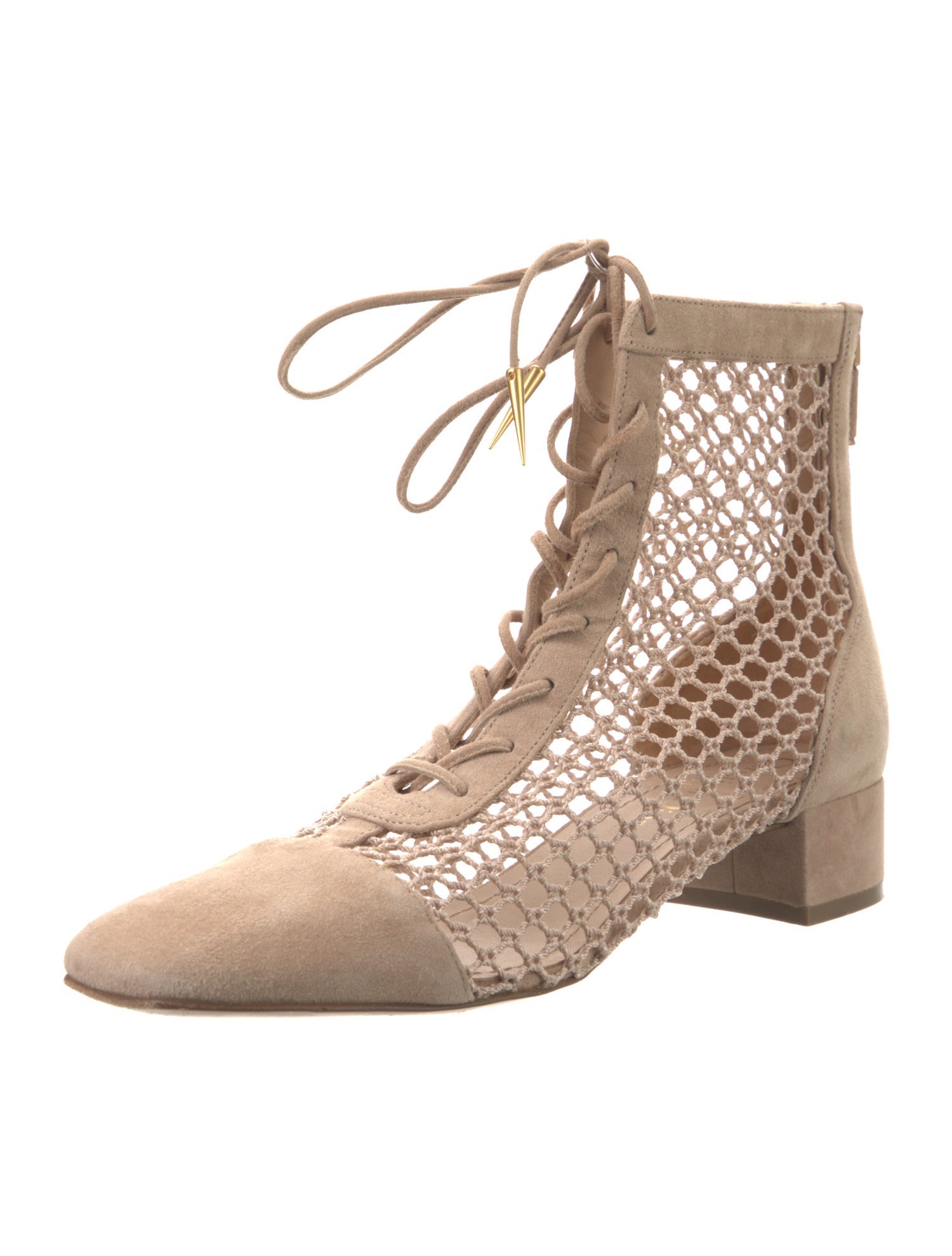 Christian Dior Suede Mesh Accents Lace-Up Boots