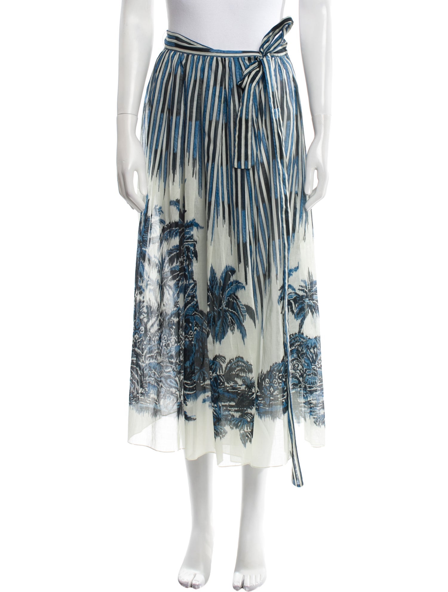 Christian Dior Striped Midi Length Skirt