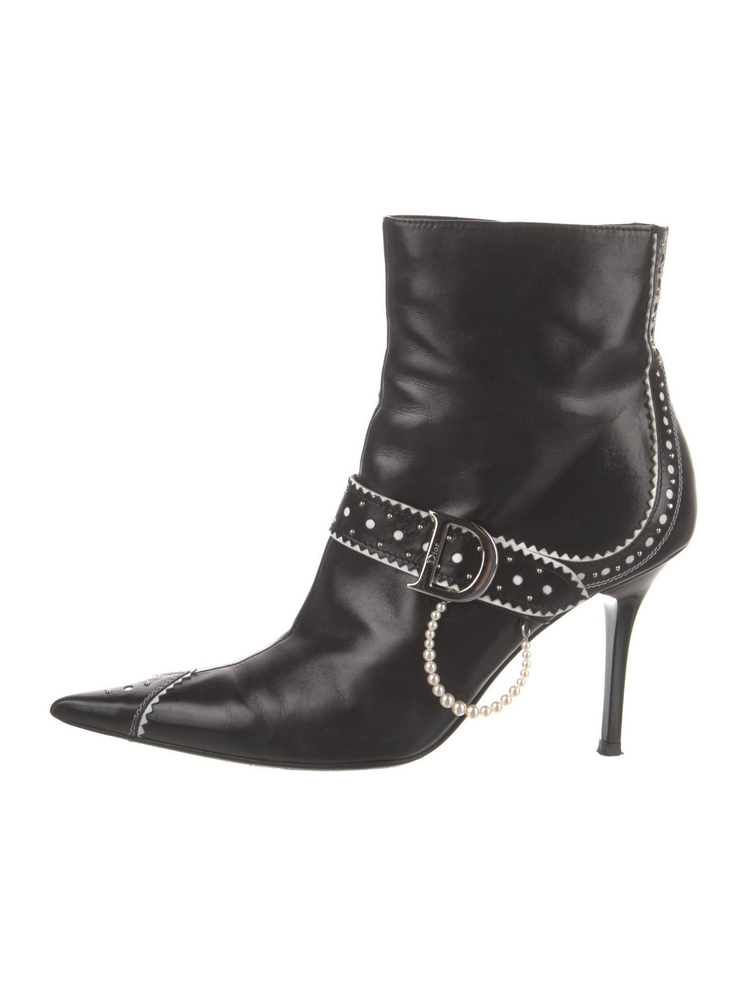 Christian Dior Leather Beaded Accents Boots