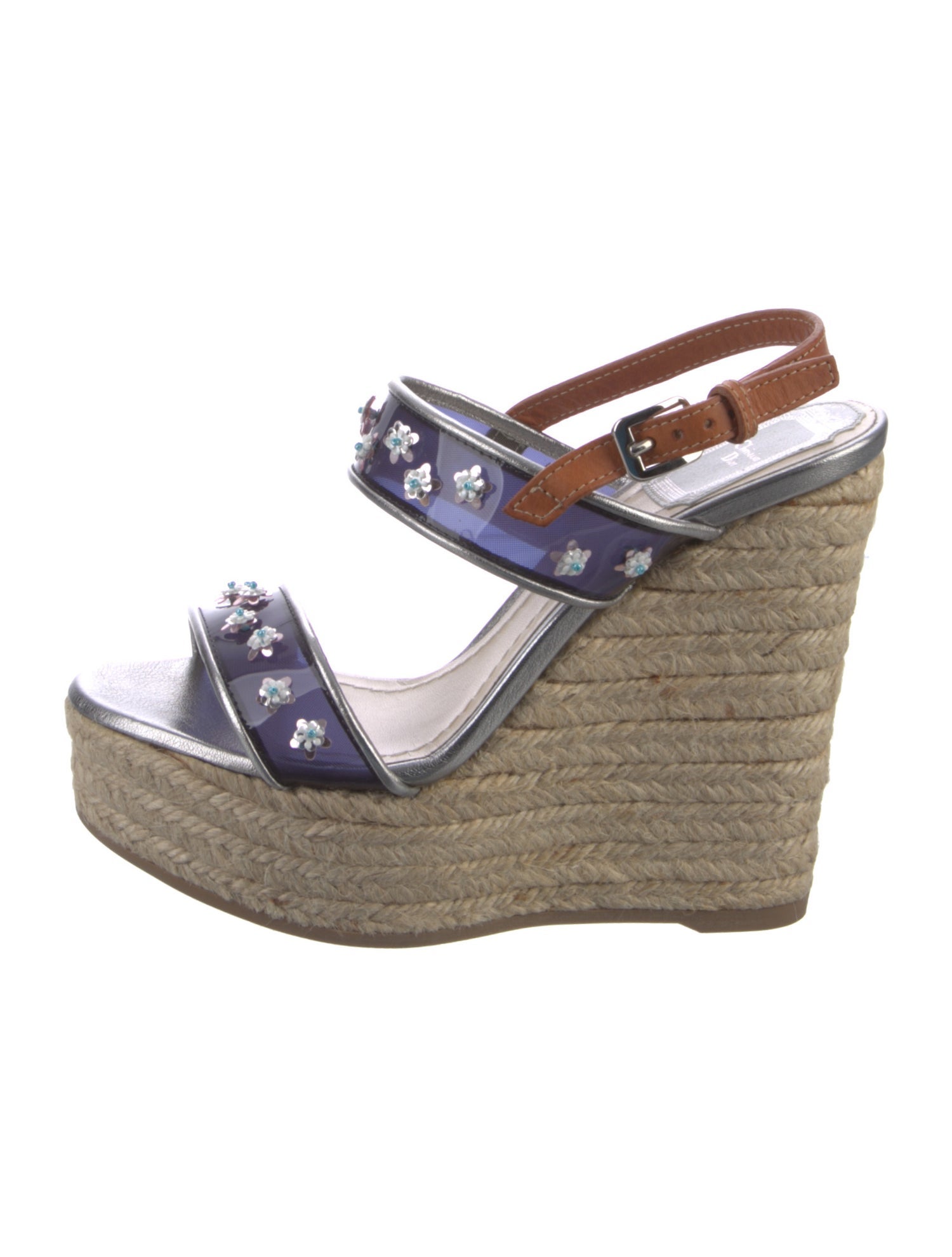 Christian Dior Leather Beaded Accents Espadrilles