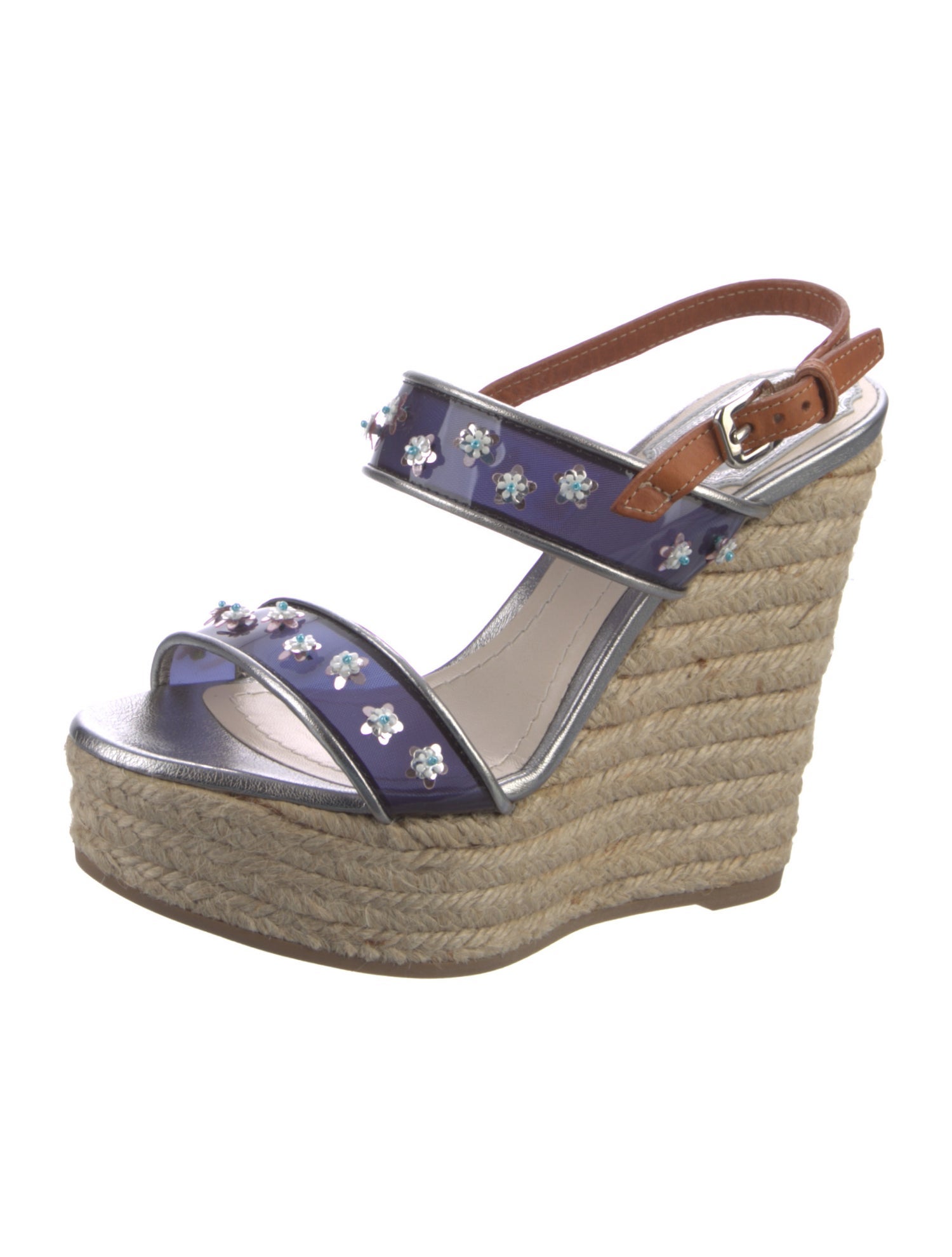 Christian Dior Leather Beaded Accents Espadrilles