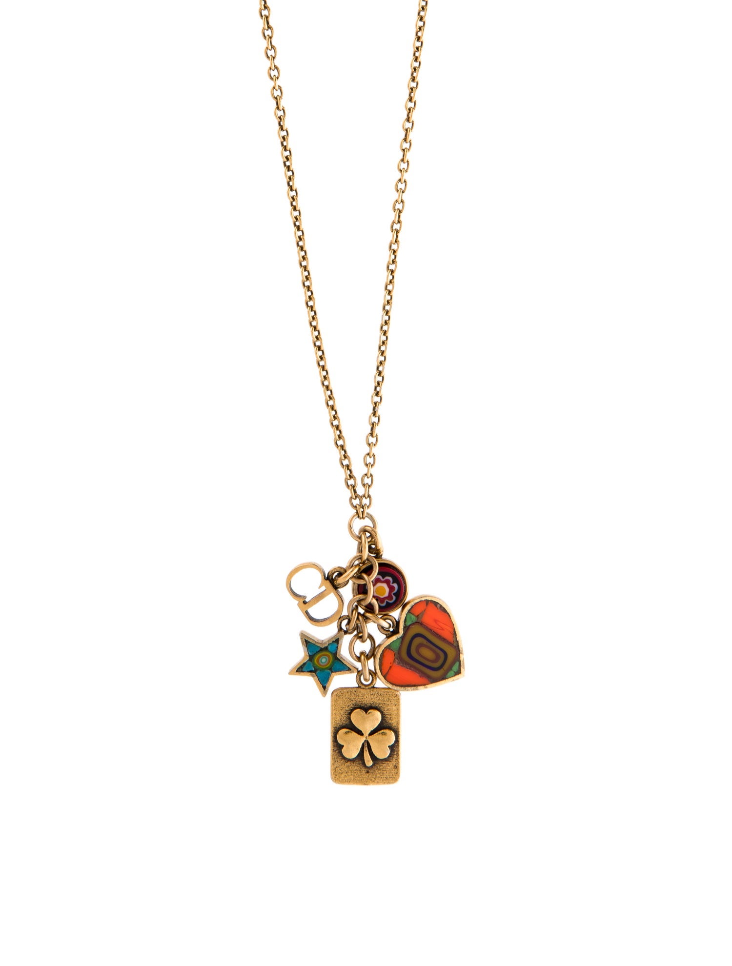 Christian Dior Vintage Multi Charm Pendant Necklace