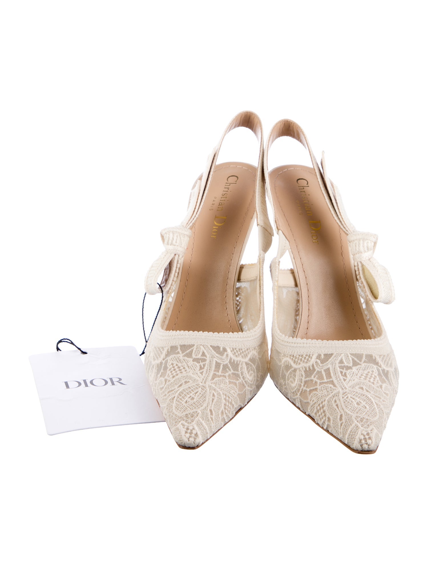 Christian Dior Lace Lace Pattern Slingback Pumps