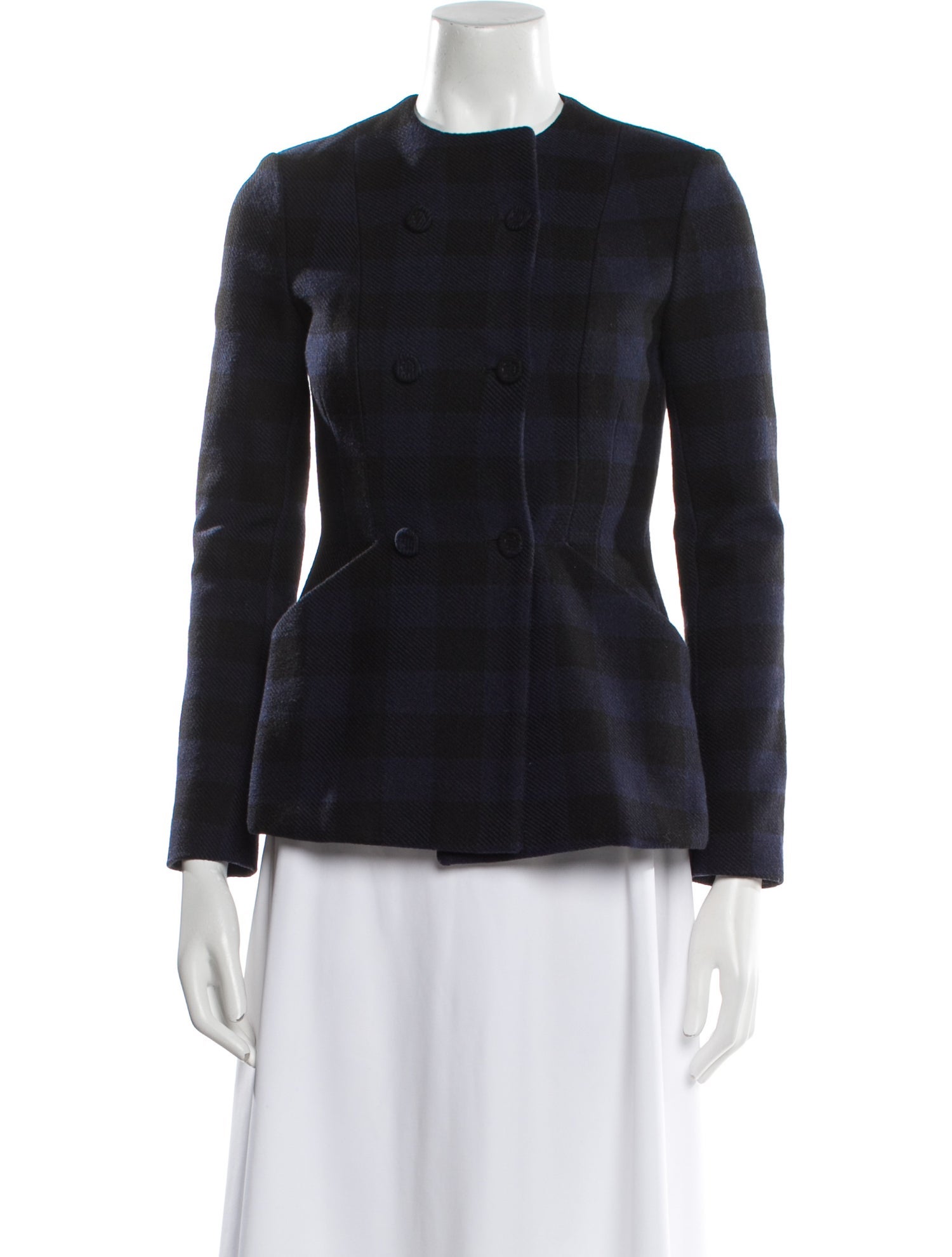 Christian Dior Virgin Wool Plaid Print Evening Jacket