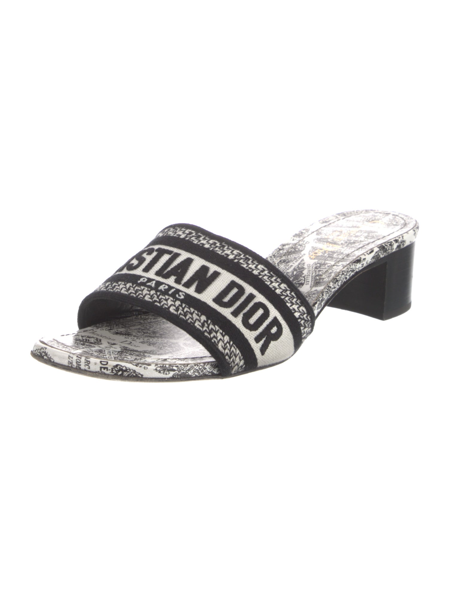 Christian Dior Printed Embroidered Accent Slides