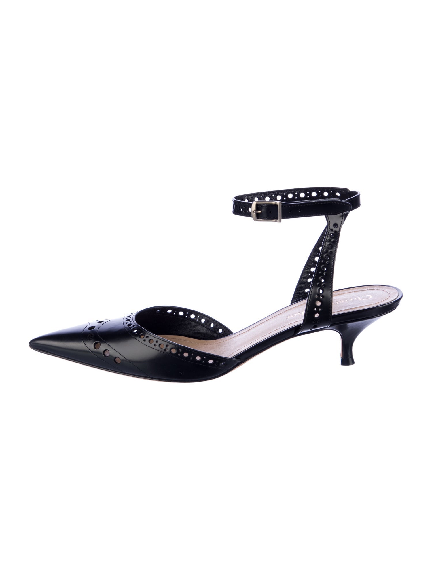 Christian Dior Patent Leather Lasercut Accents Slingback Pumps