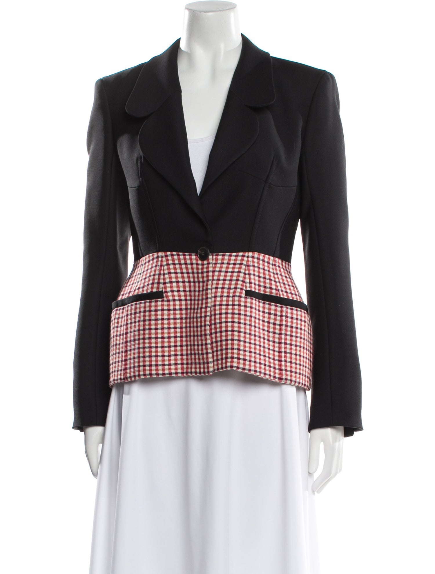 Christian Dior Wool Plaid Print Blazer