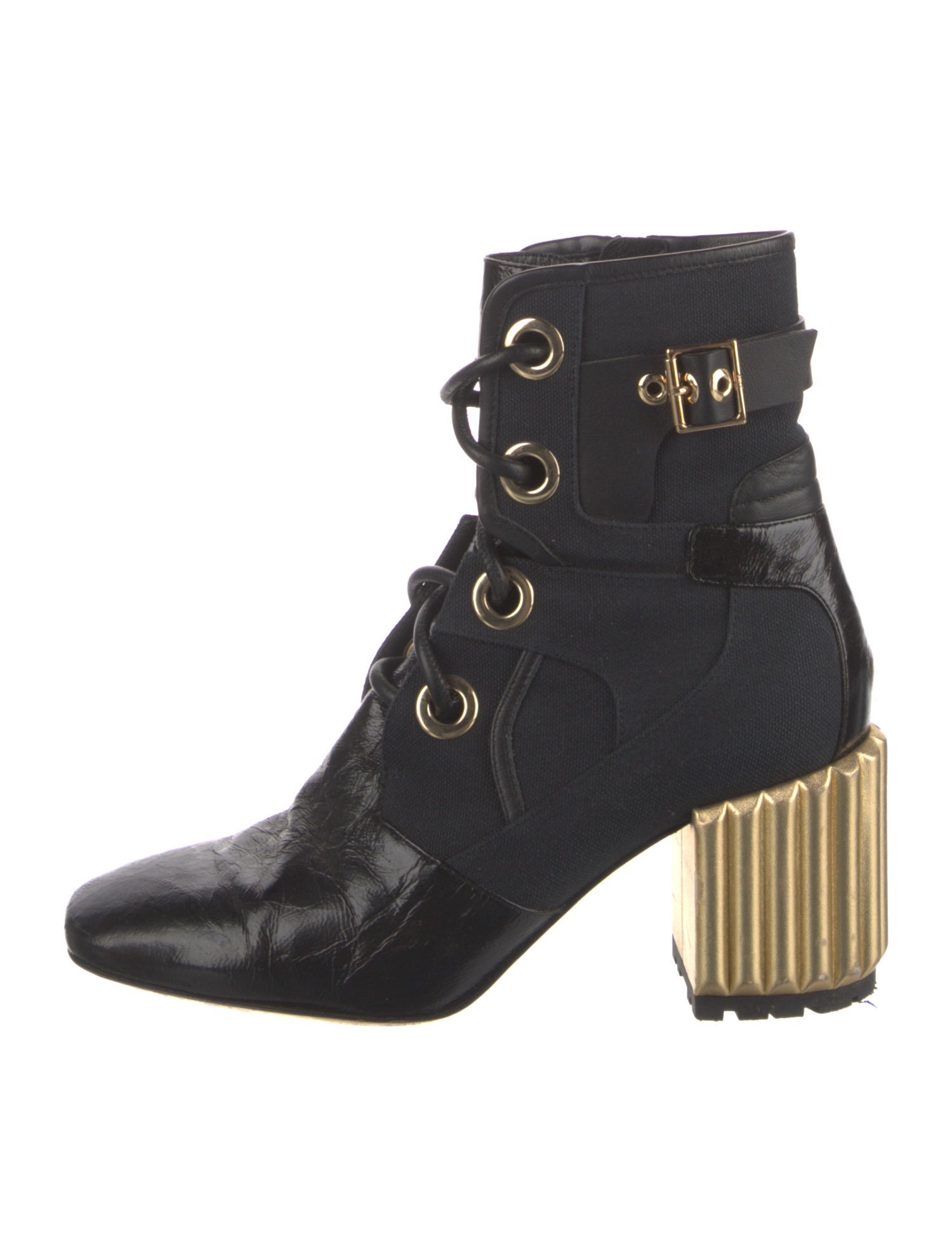 Christian Dior Leather Leather Trim Embellishment Lace-Up Boots