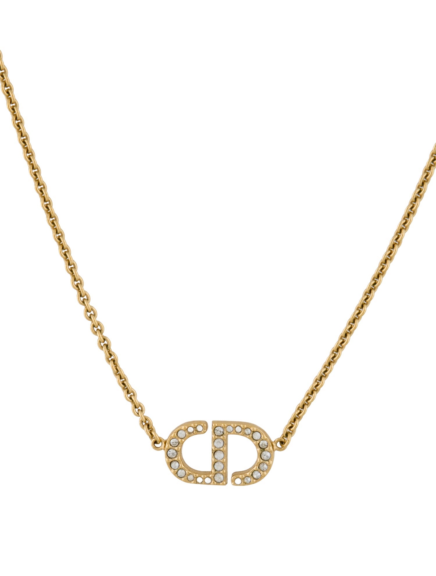 Christian Dior Crystal Petit CD Pendant Necklace