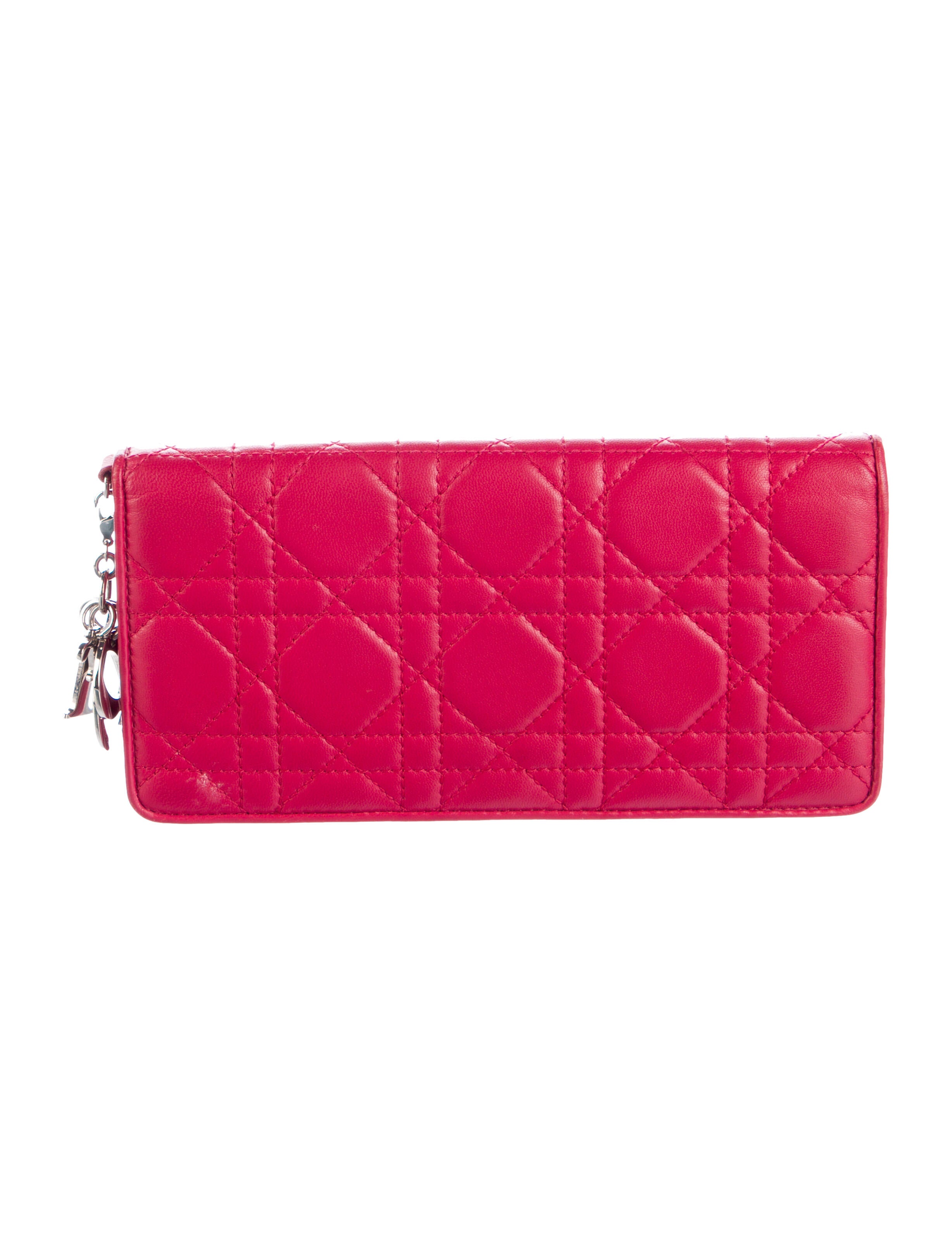 Christian Dior Cannage Lady Dior Wallet Cannage Pattern Continental Wallet