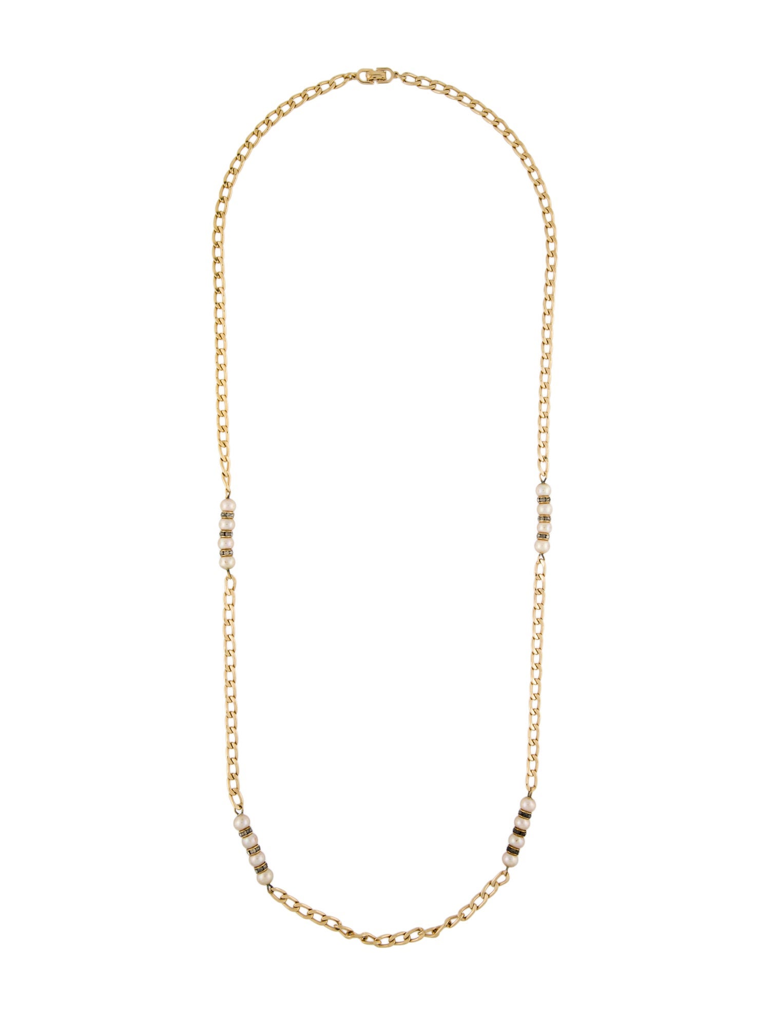 Christian Dior Faux Pear & Crystal Station Link Necklace