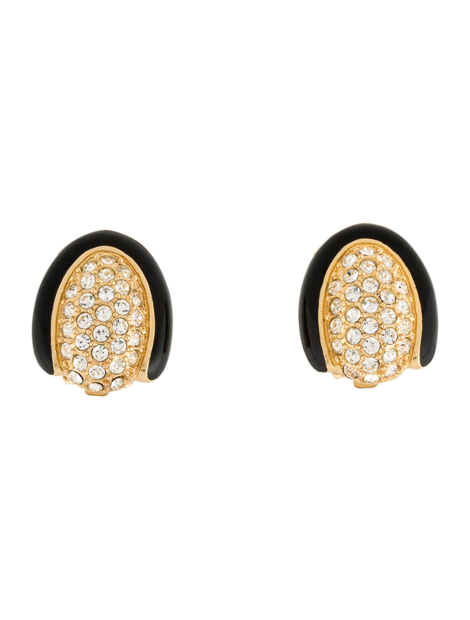 Christian Dior Vintage Crystal & Enamel Clip-On Earrings