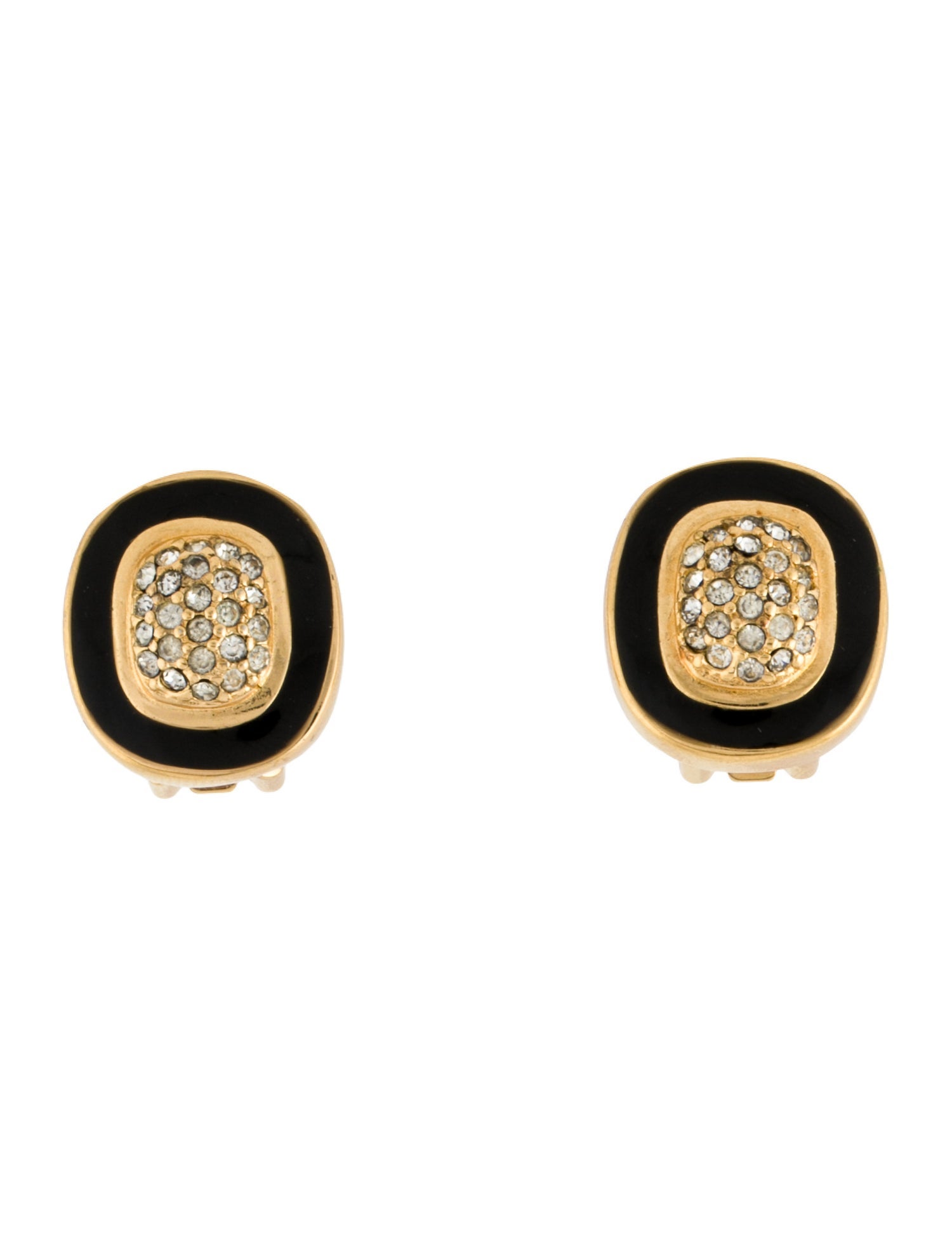 Christian Dior Vintage Crystal & Enamel Clip-On Earrings