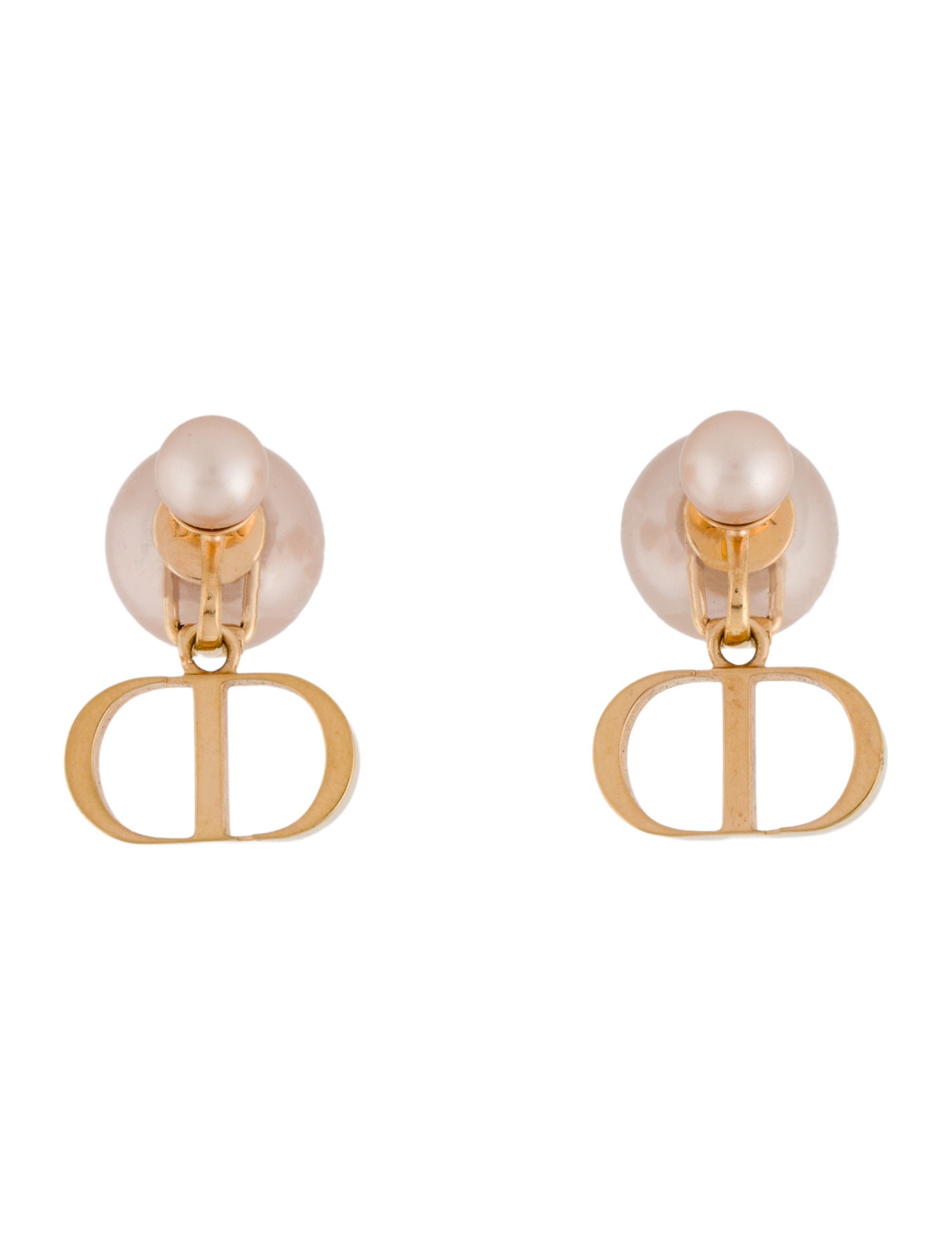 Christian Dior Faux Pearl Tribales Clip-On Earrings