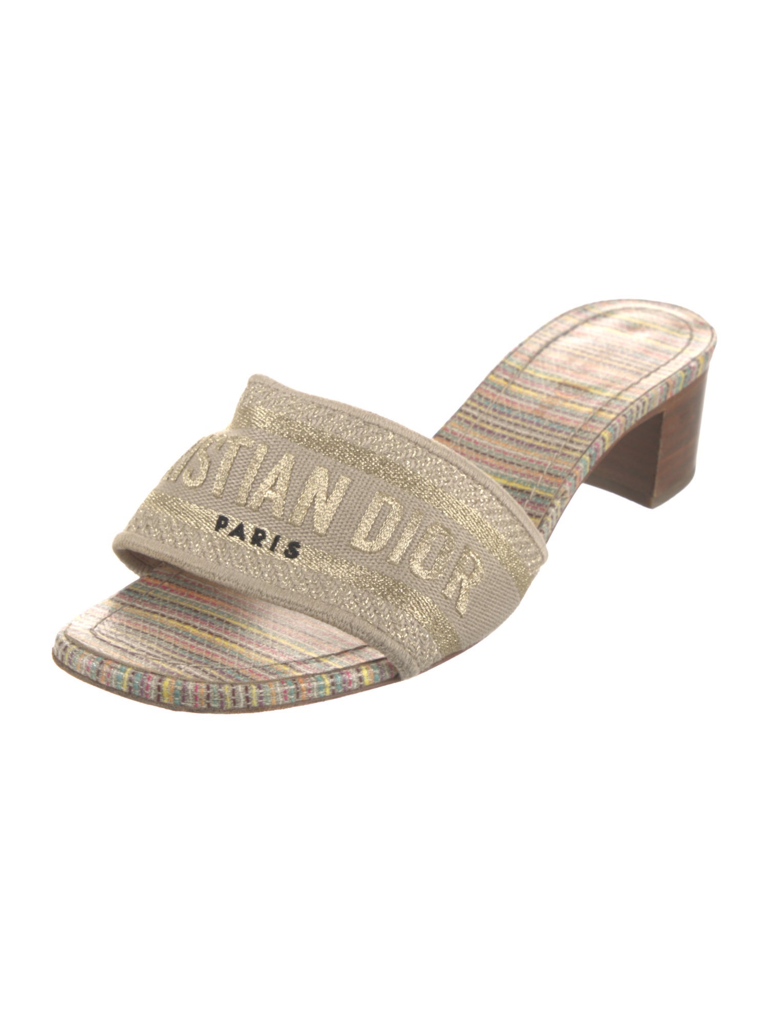 Christian Dior Striped Glitter Accents Slides