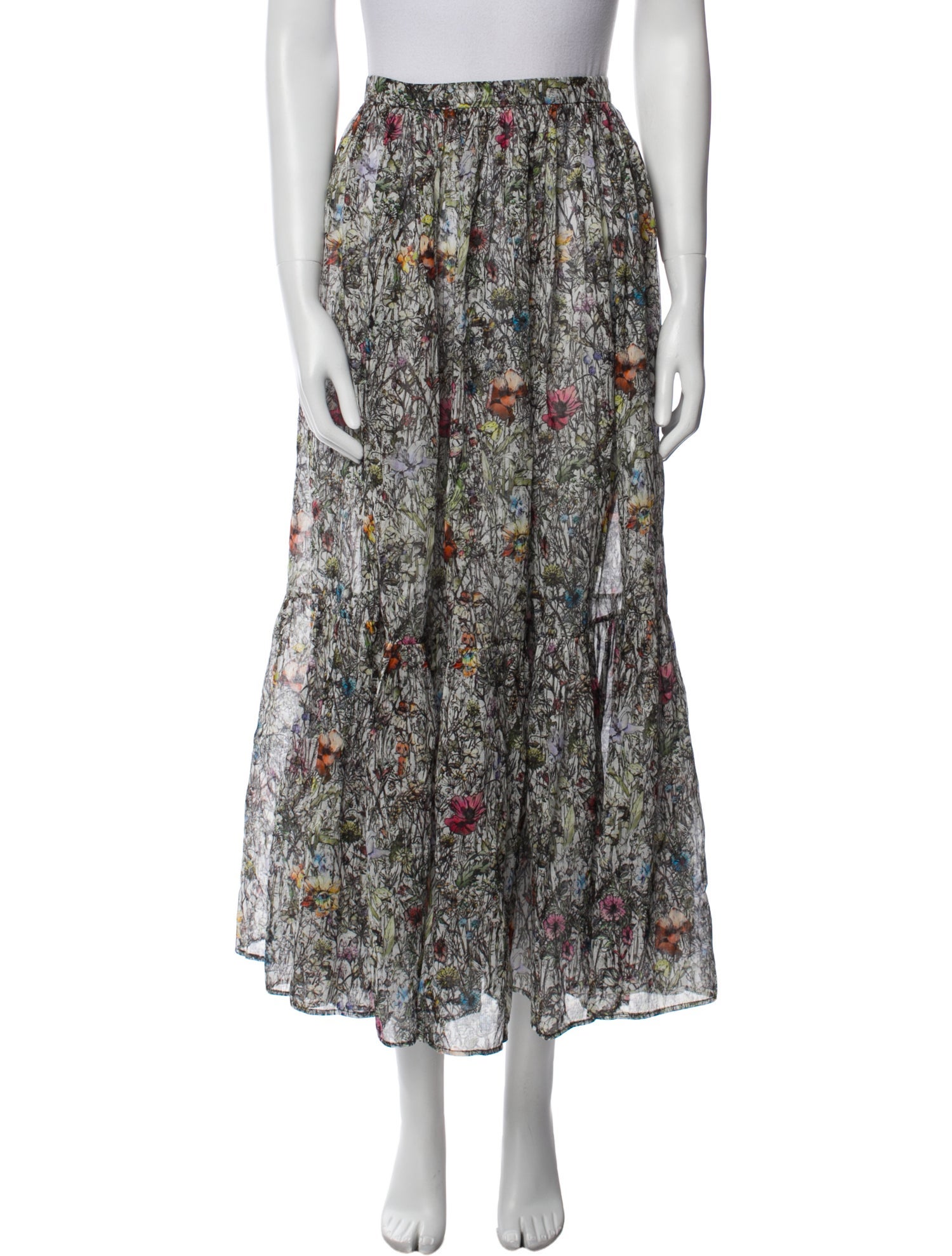 Christian Dior Floral Print Midi Length Skirt