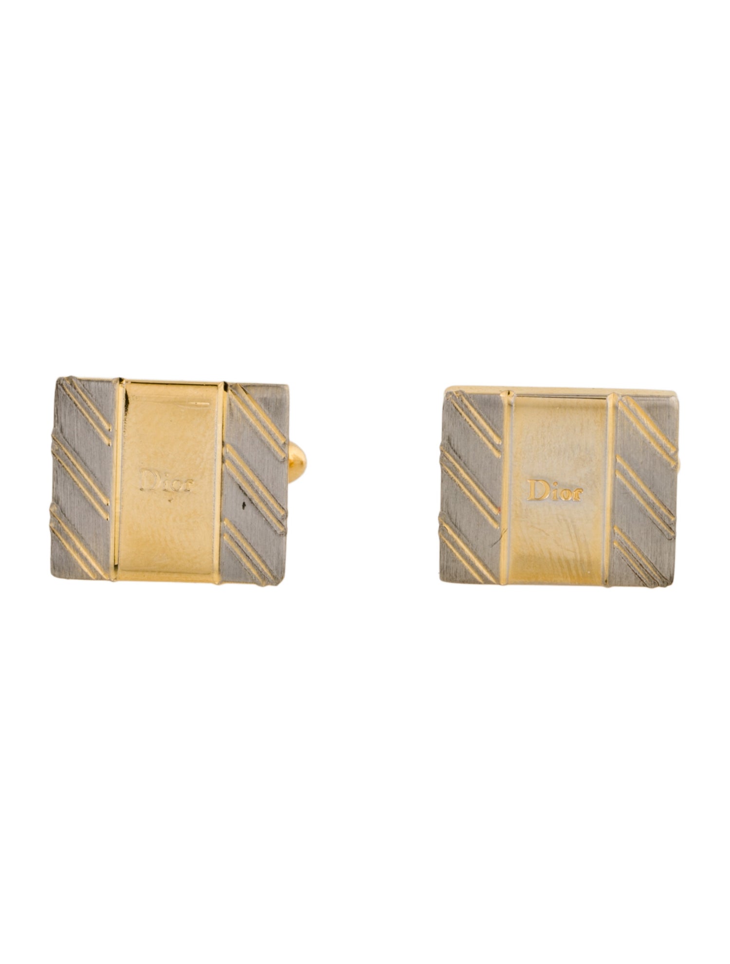 Christian Dior Vintage Logo Tie Clip & Cufflinks Set