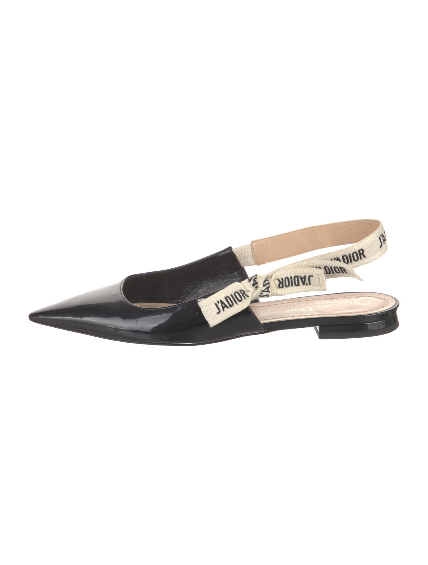 Christian Dior Patent Leather Printed Slingback Flats