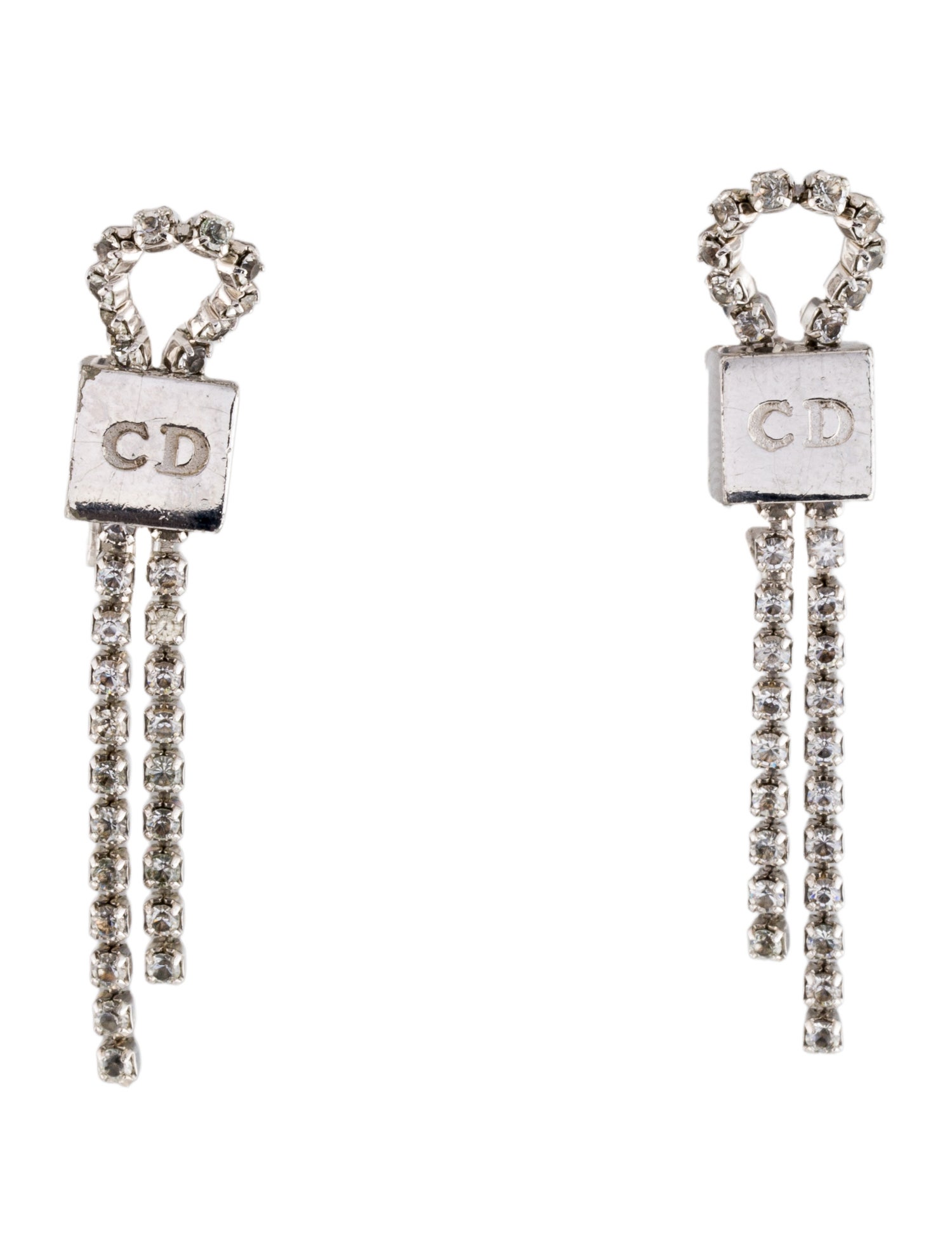 Christian Dior x John Galliano Crystal CD Drop Earrings