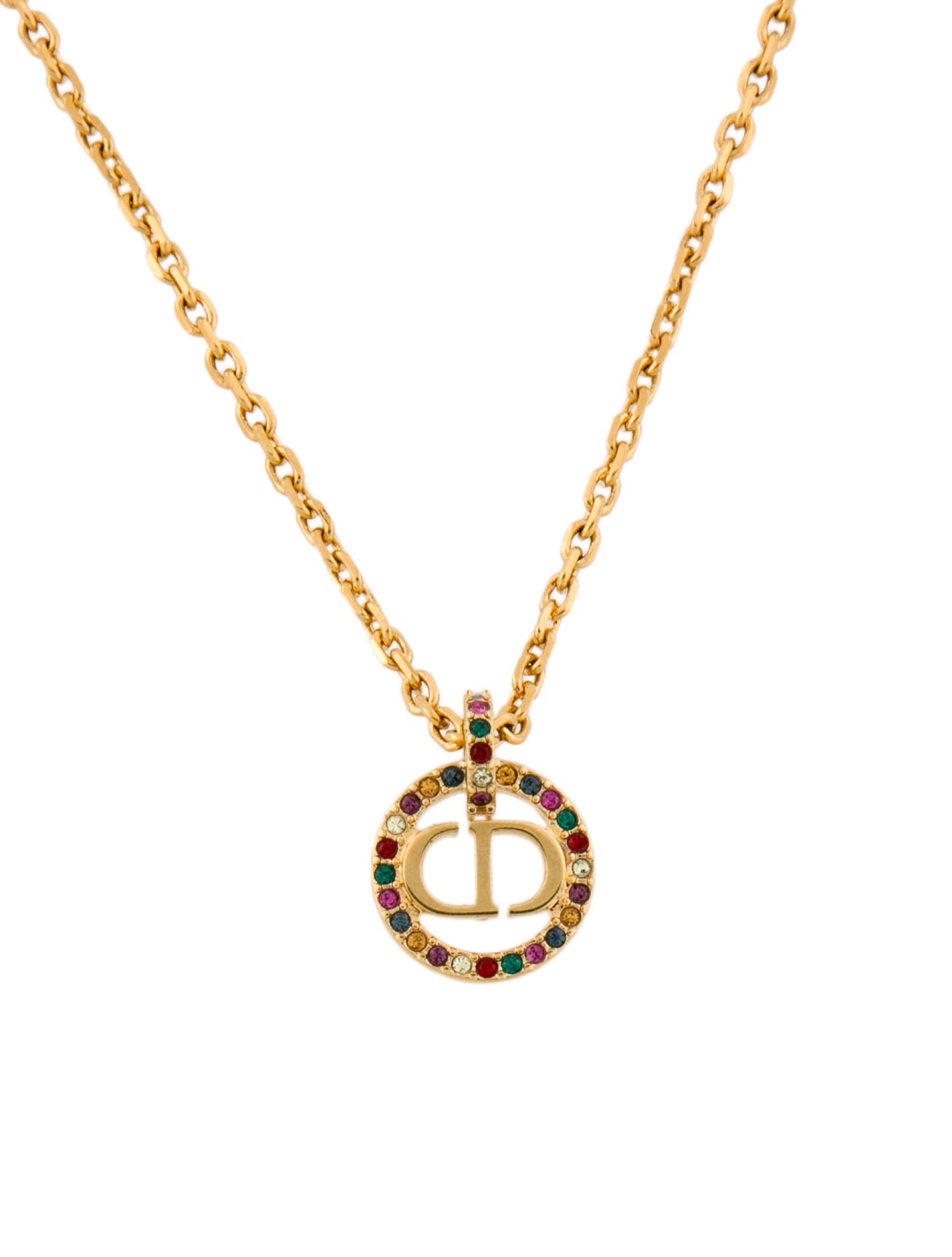 Christian Dior Crystal Petit CD Pendant Necklace w/ Tags