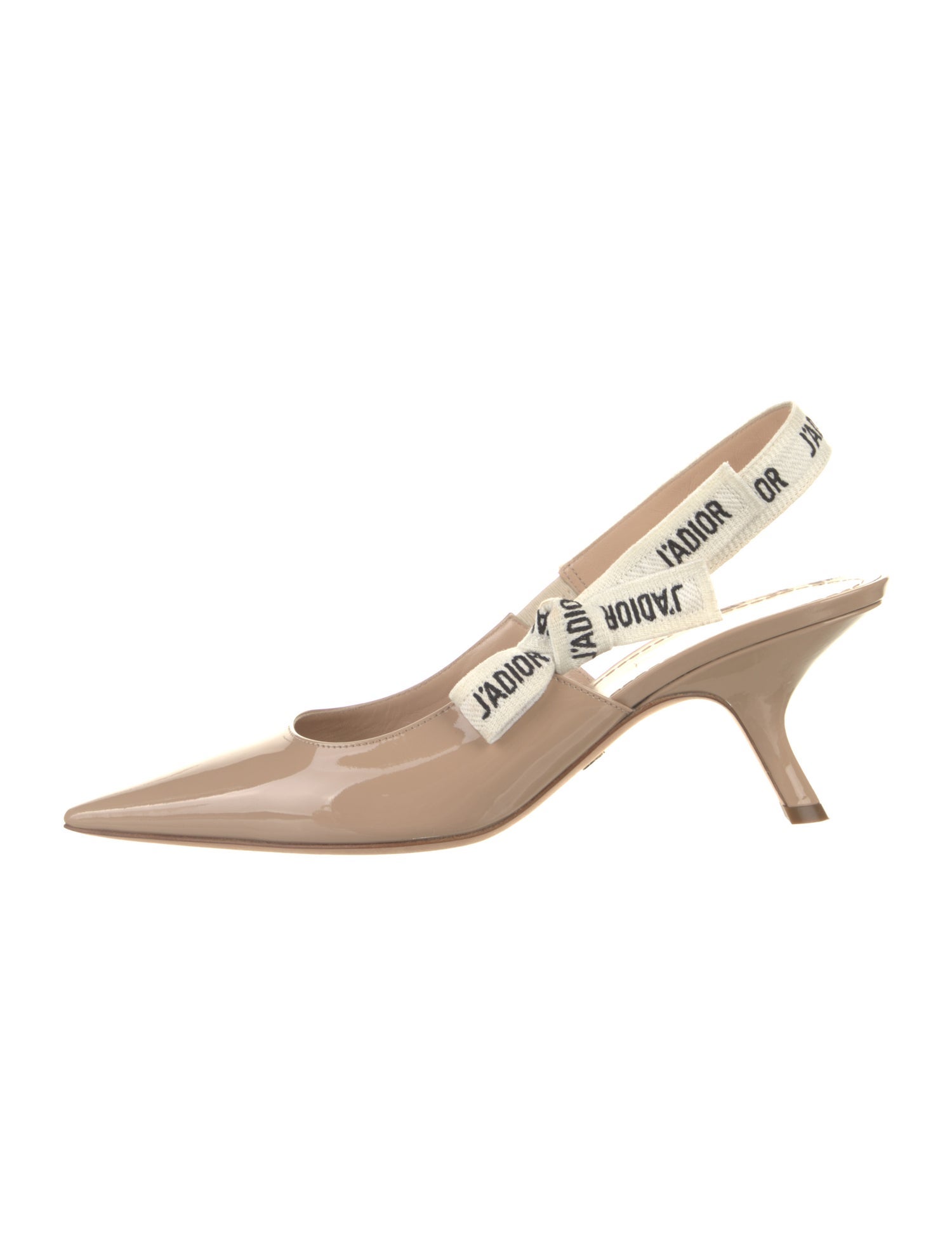 Christian Dior Patent Leather Bow Accents Slingback Pumps