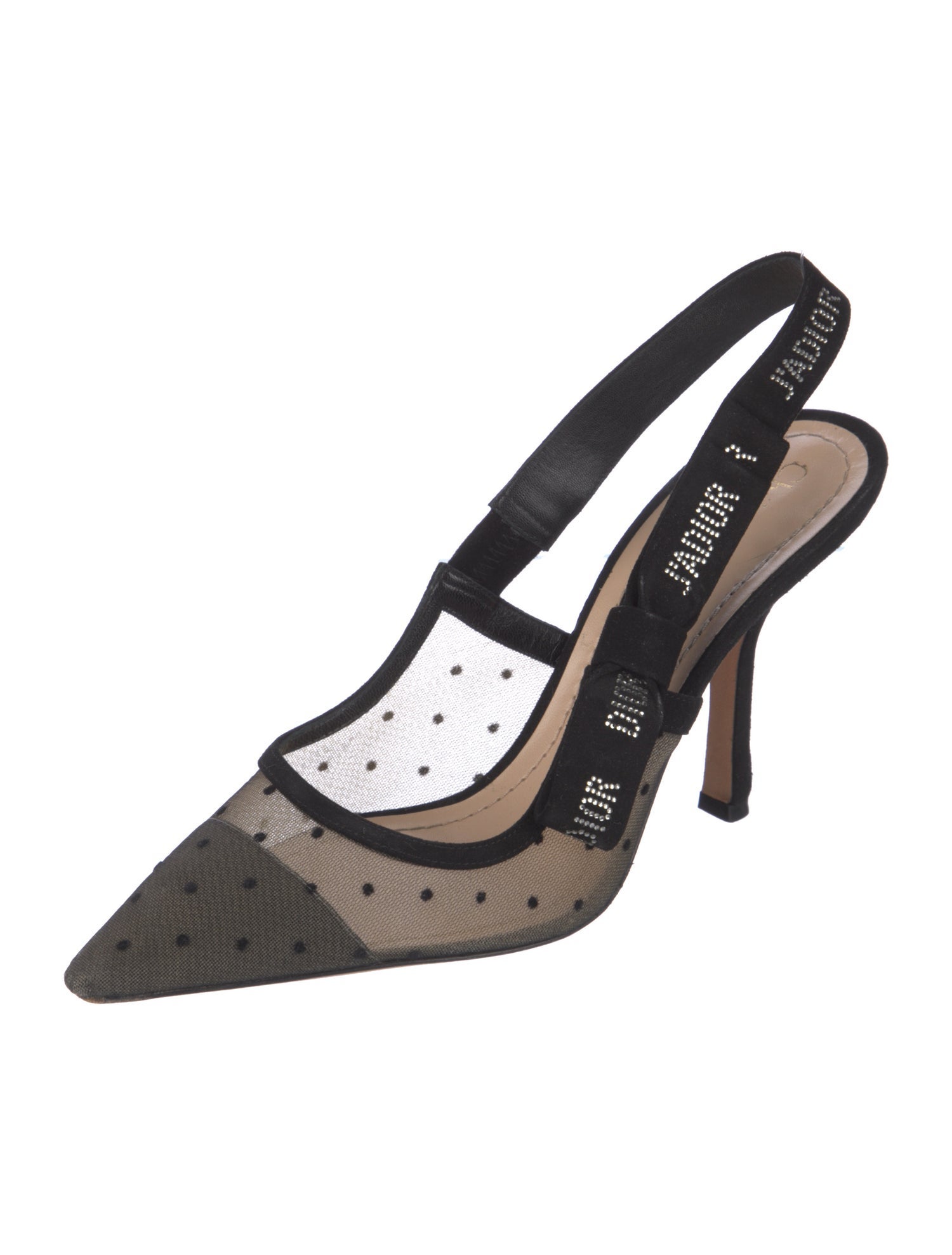 Christian Dior Mesh Bow Accents Slingback Pumps