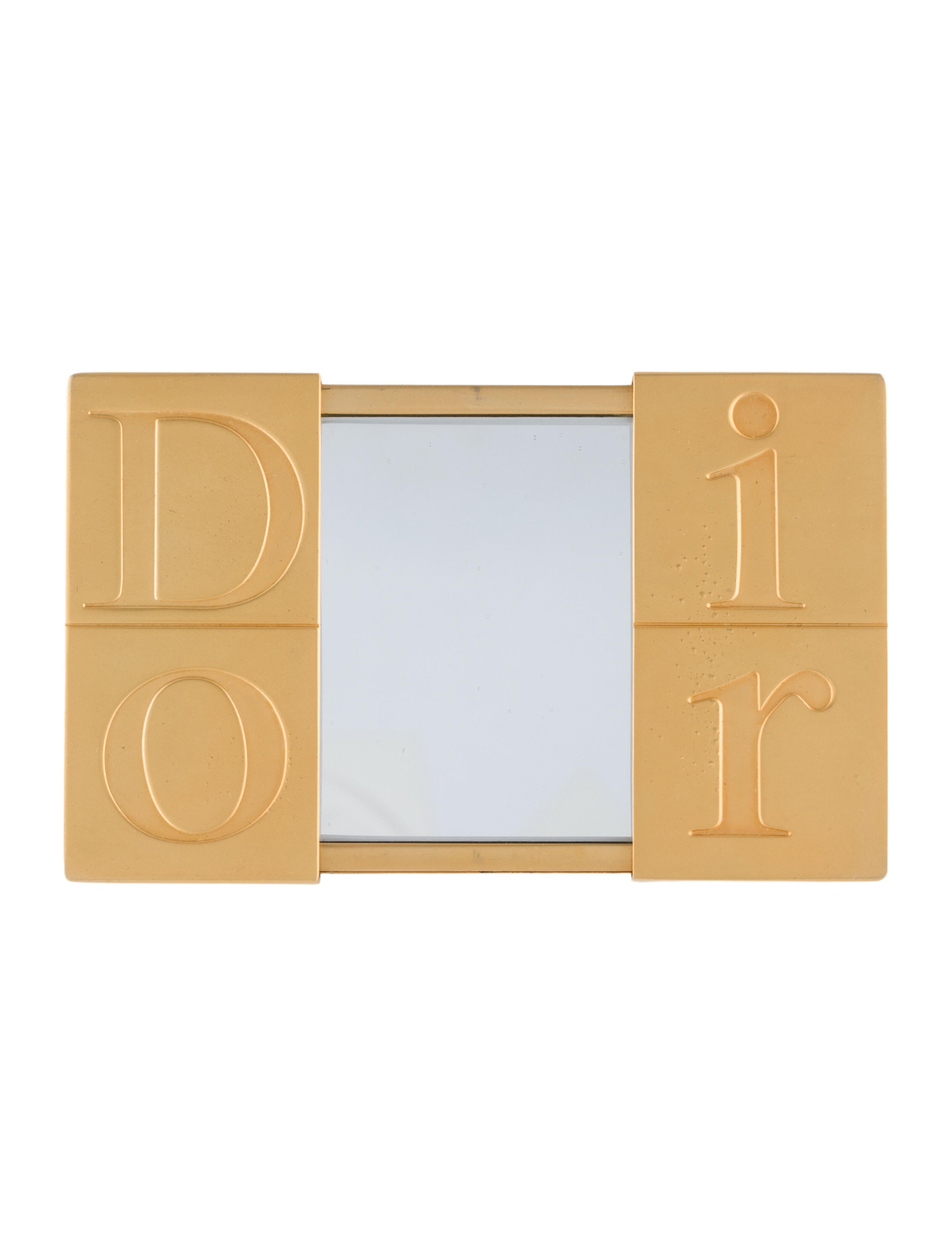 Christian Dior Gold Engraved Cosmetic Mirror