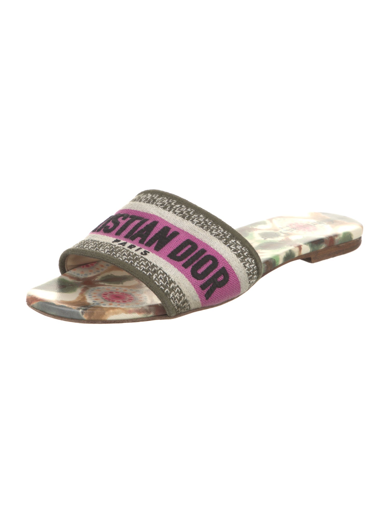 Christian Dior Graphic Print Embroidered Accent Slides