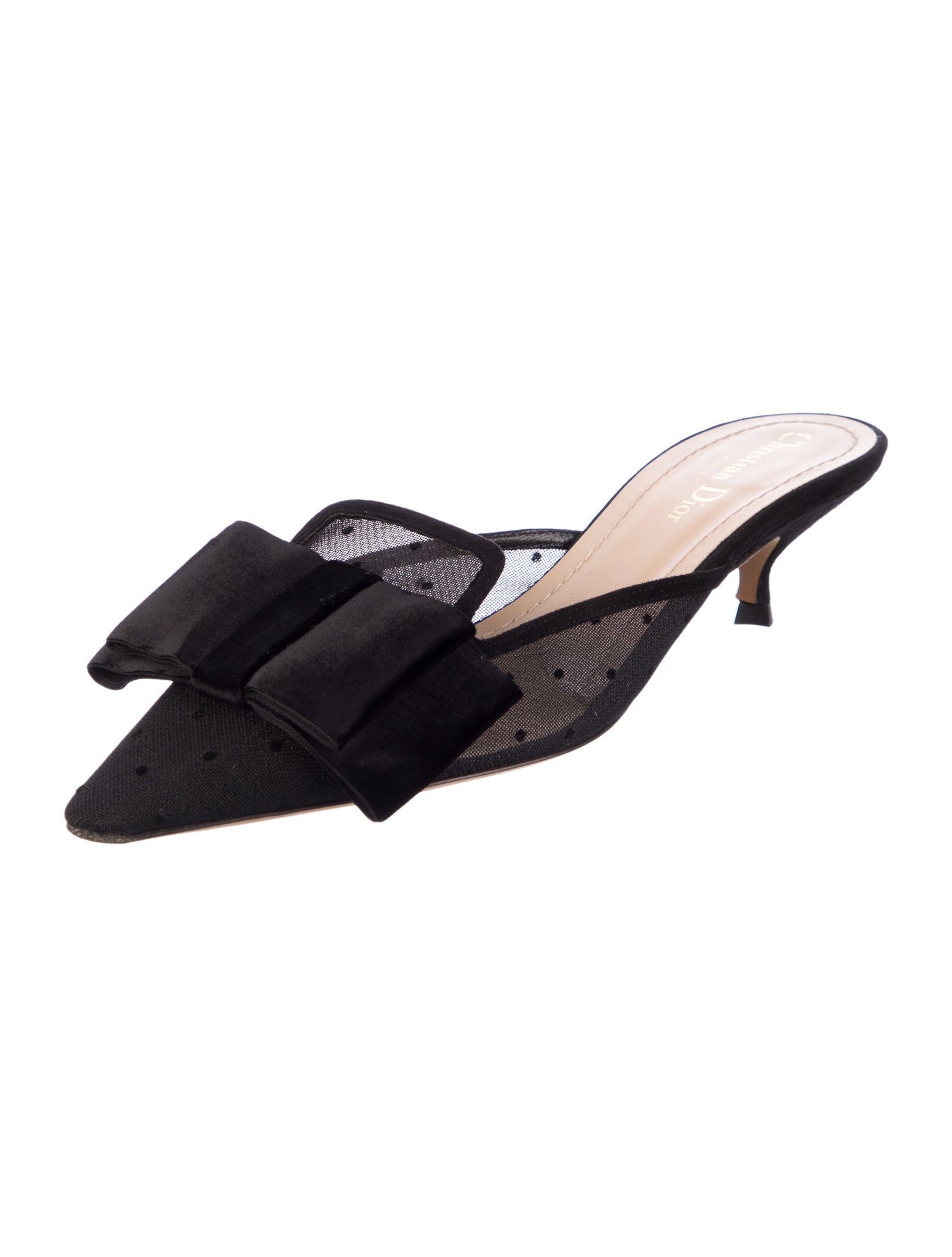 Christian Dior Mesh Bow Accents Mules
