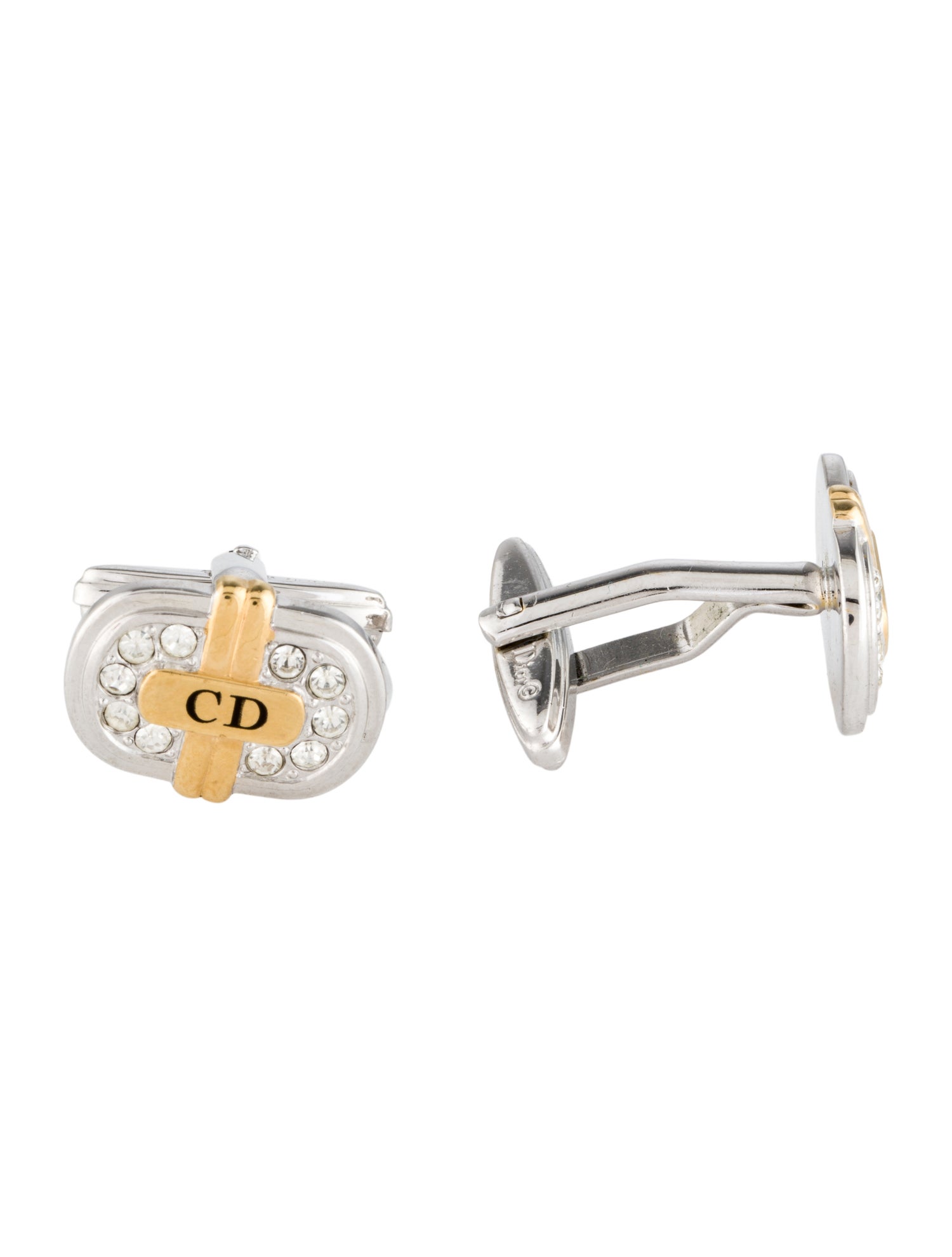 Christian Dior Vintage Crystal CD Cufflinks