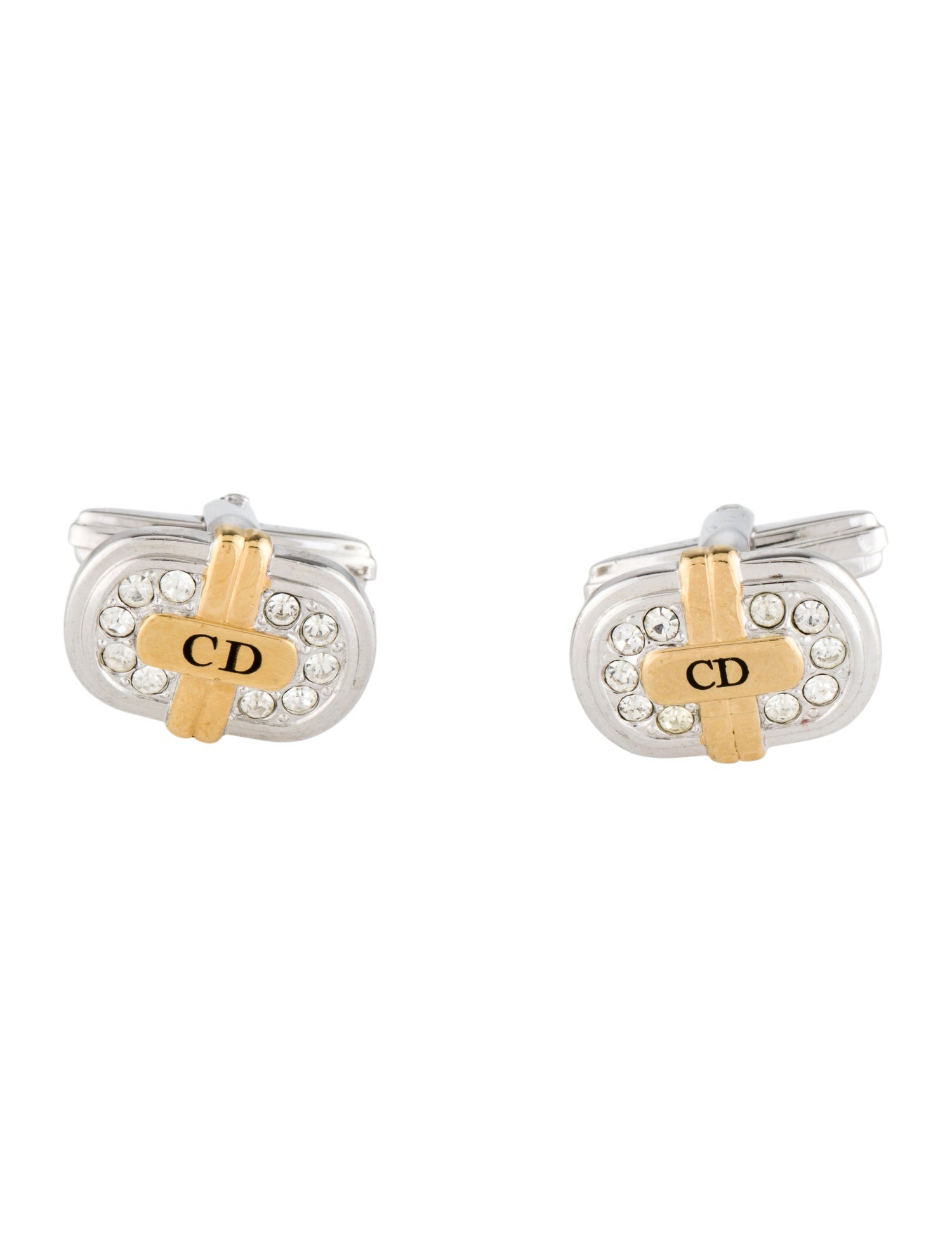 Christian Dior Vintage Crystal CD Cufflinks
