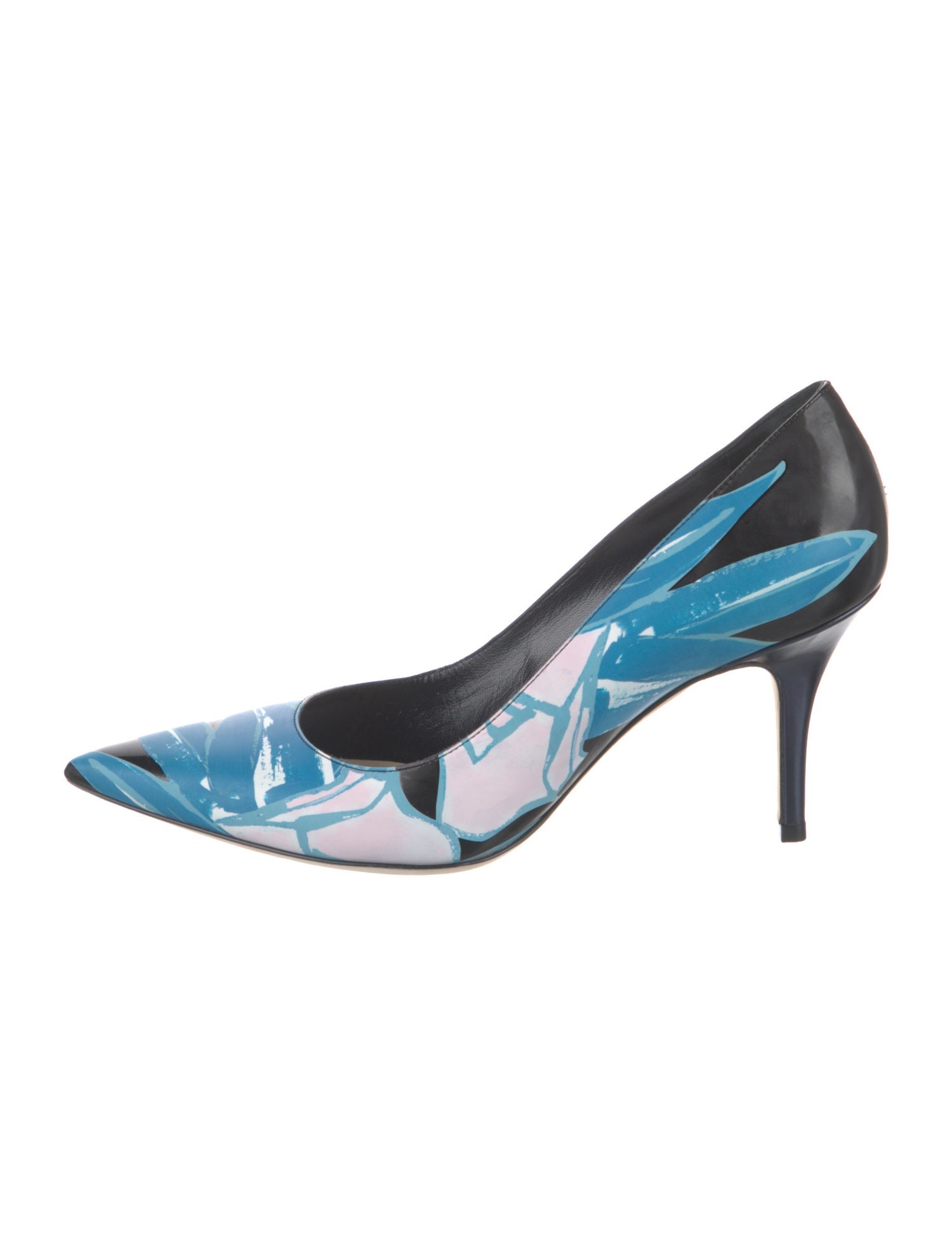 Christian Dior Patent Leather Floral Print Slingback Pumps
