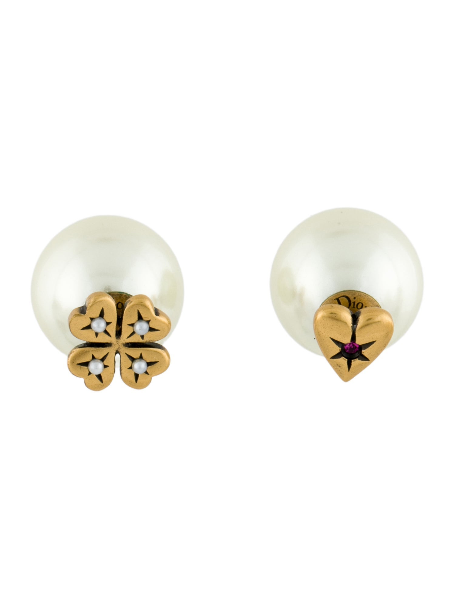 Christian Dior Faux Pearl & Crystal Tribales Stud Earrings