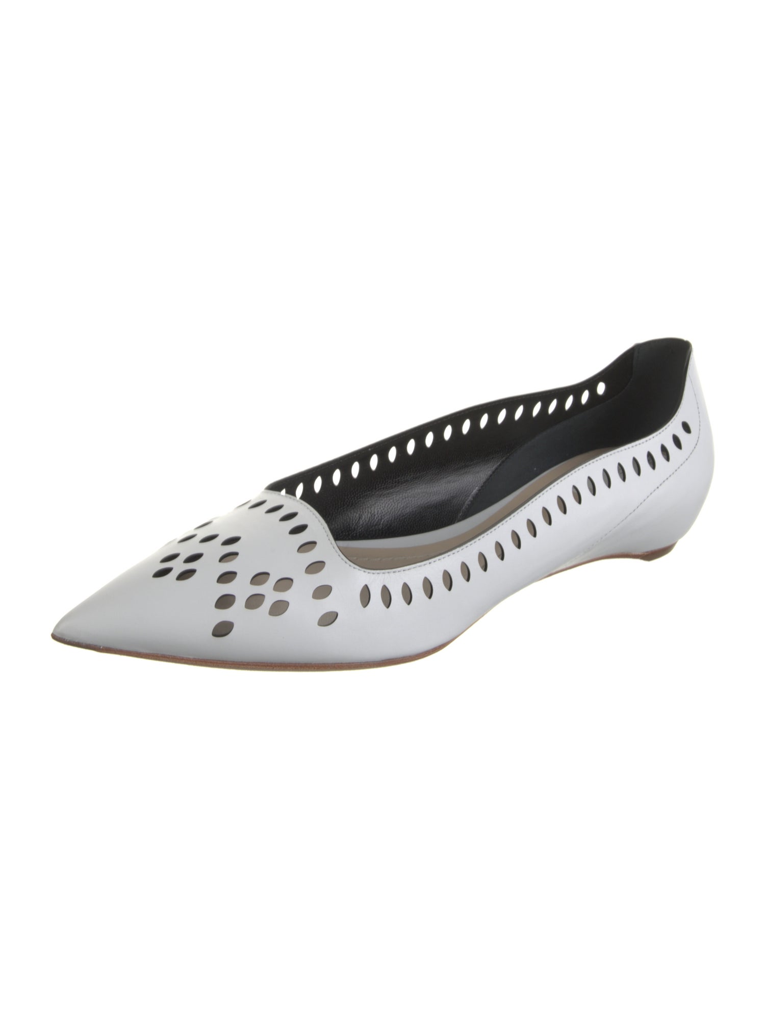 Christian Dior Leather Cutout Accent Ballet Flats