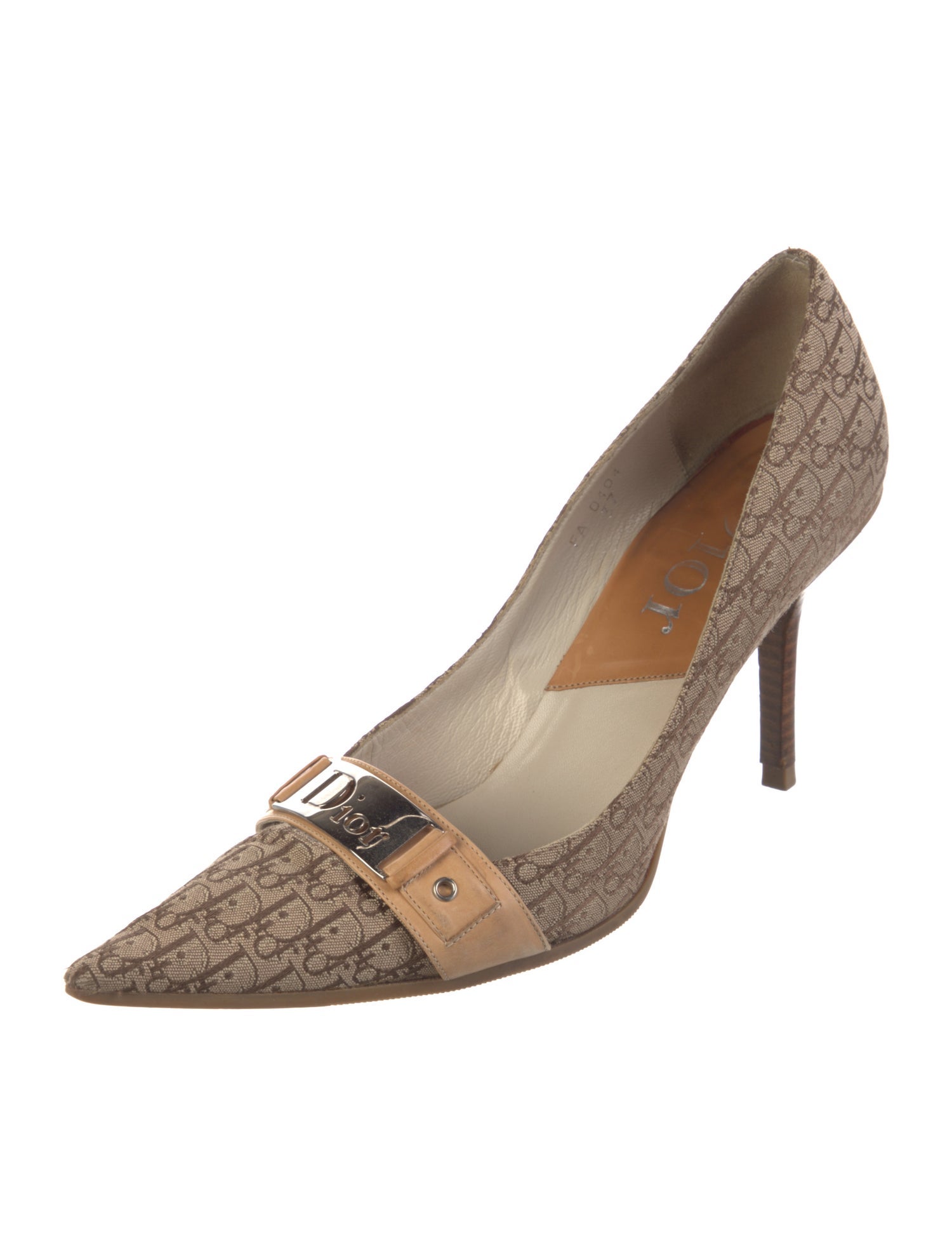 Christian Dior Diorissimo Pattern Canvas Pumps