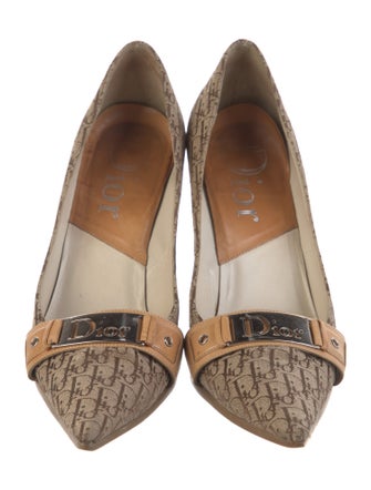 Christian Dior Diorissimo Pattern Canvas Pumps