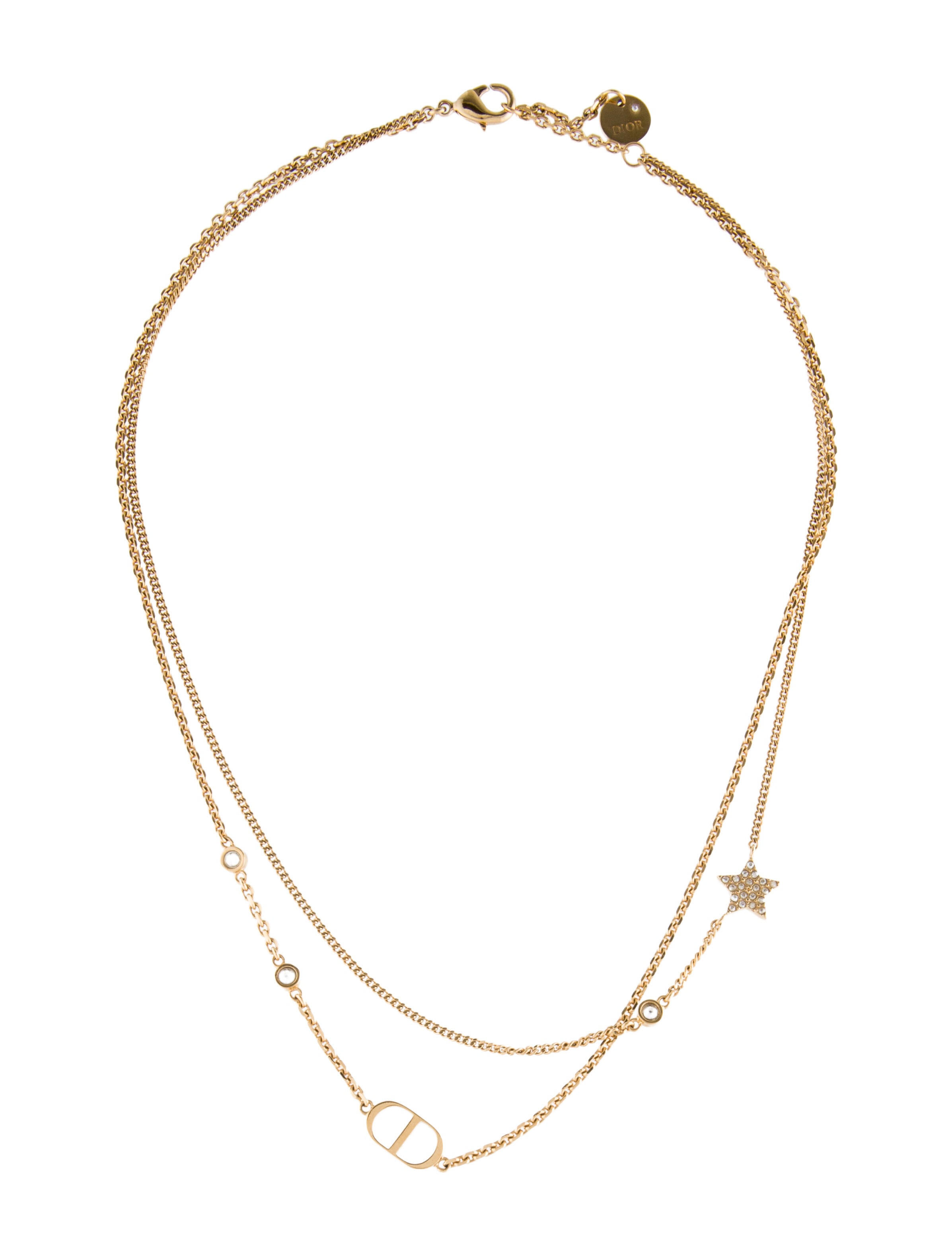 Christian Dior Crystal Petit CD Double Strand Necklace