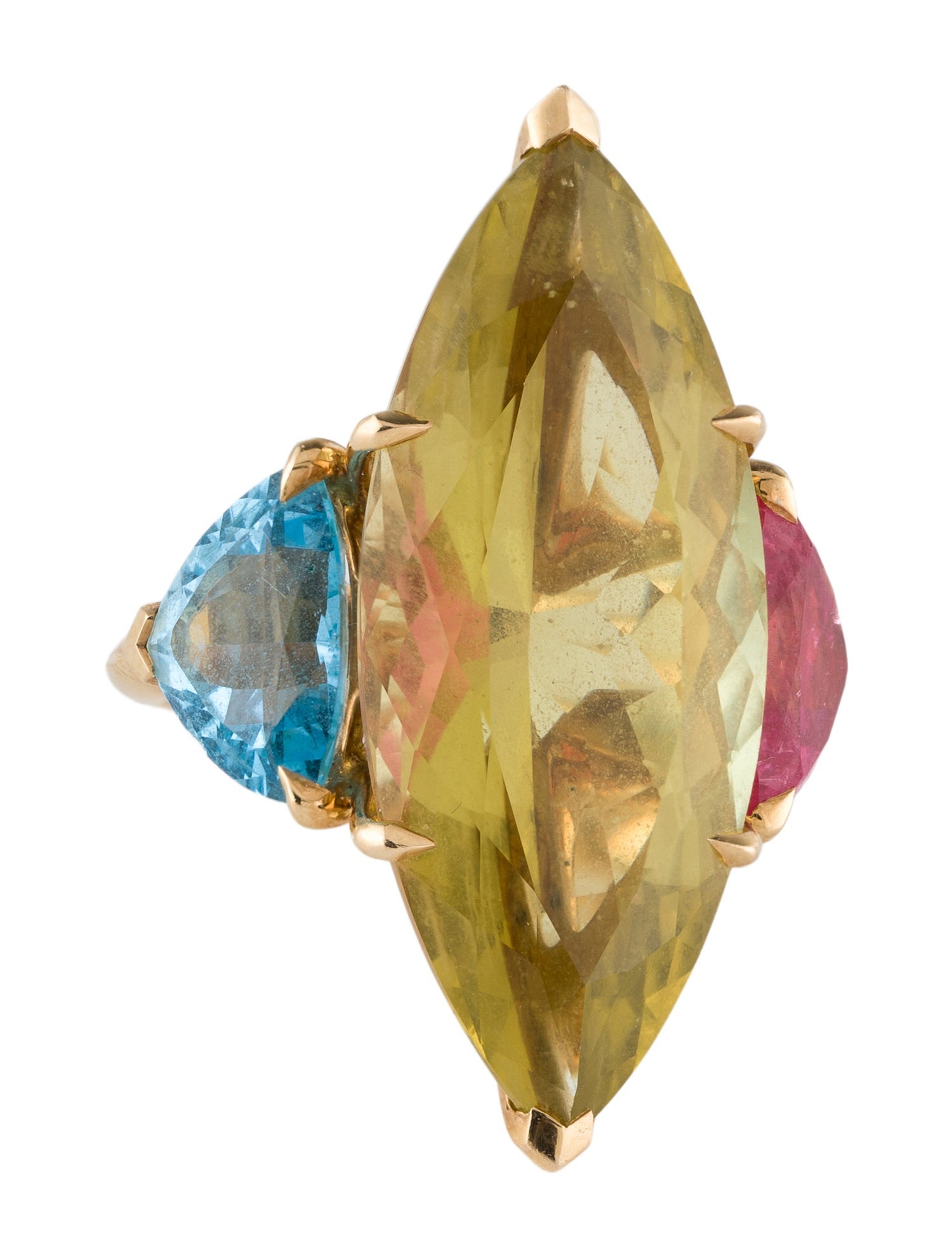 Christian Dior 18K Citrine, Topaz & Tourmaline Cocktail Ring
