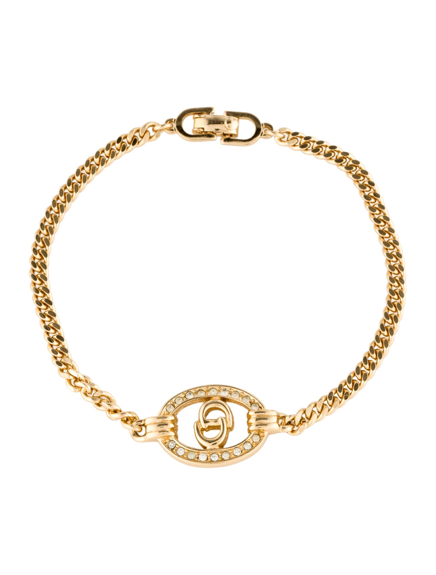Christian Dior Vintage Crystal CD Link Bracelet