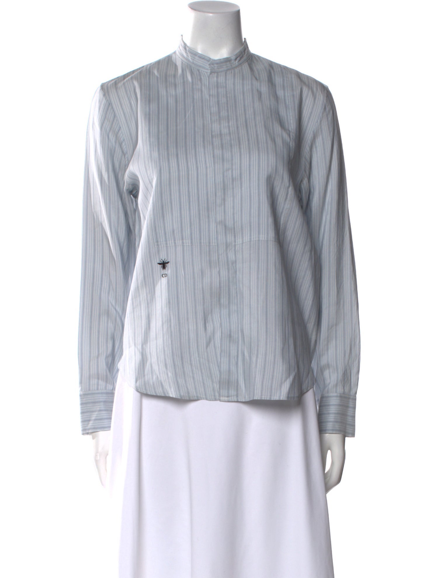 Christian Dior Silk Striped Button-Up Top