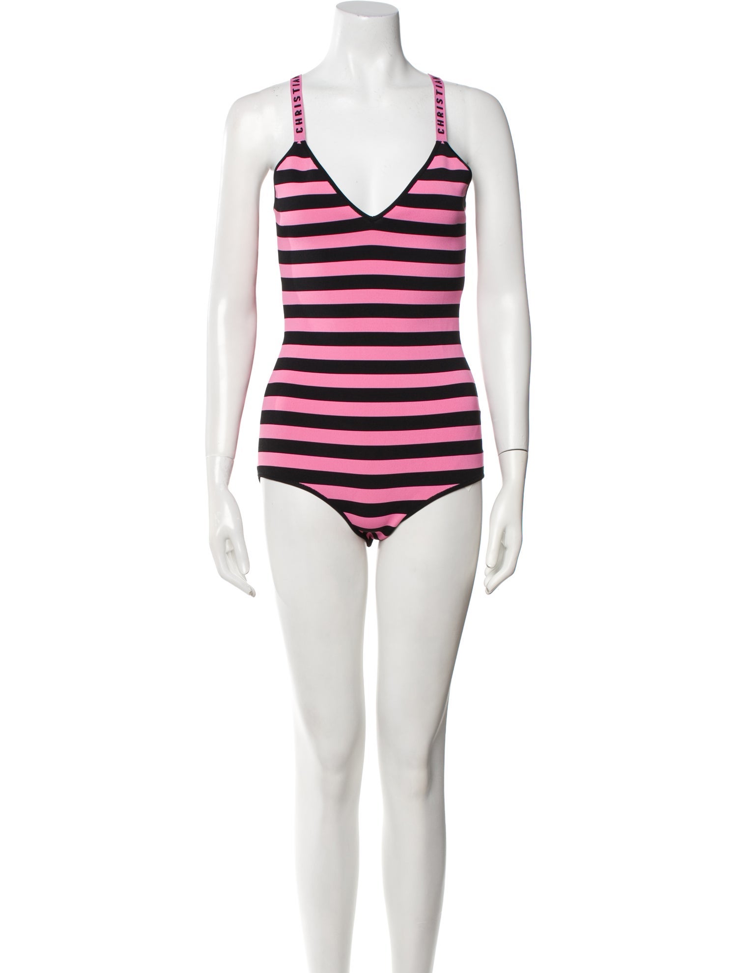 Christian Dior Striped V-Neck Bodysuit w/ Tags