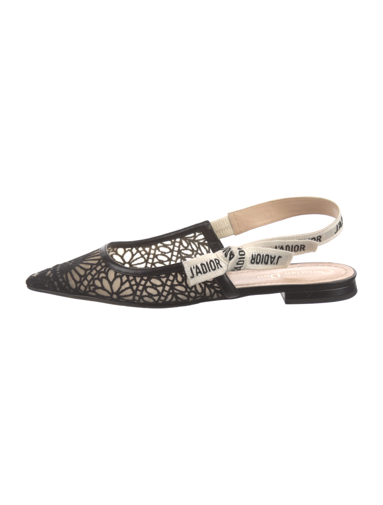 Christian Dior Lace Graphic Print Slingback Flats