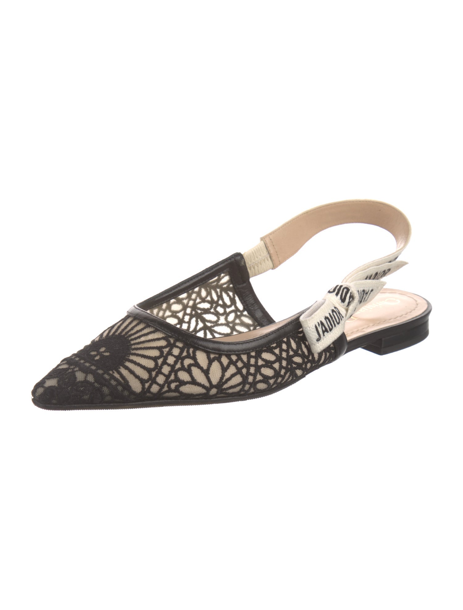 Christian Dior Lace Graphic Print Slingback Flats