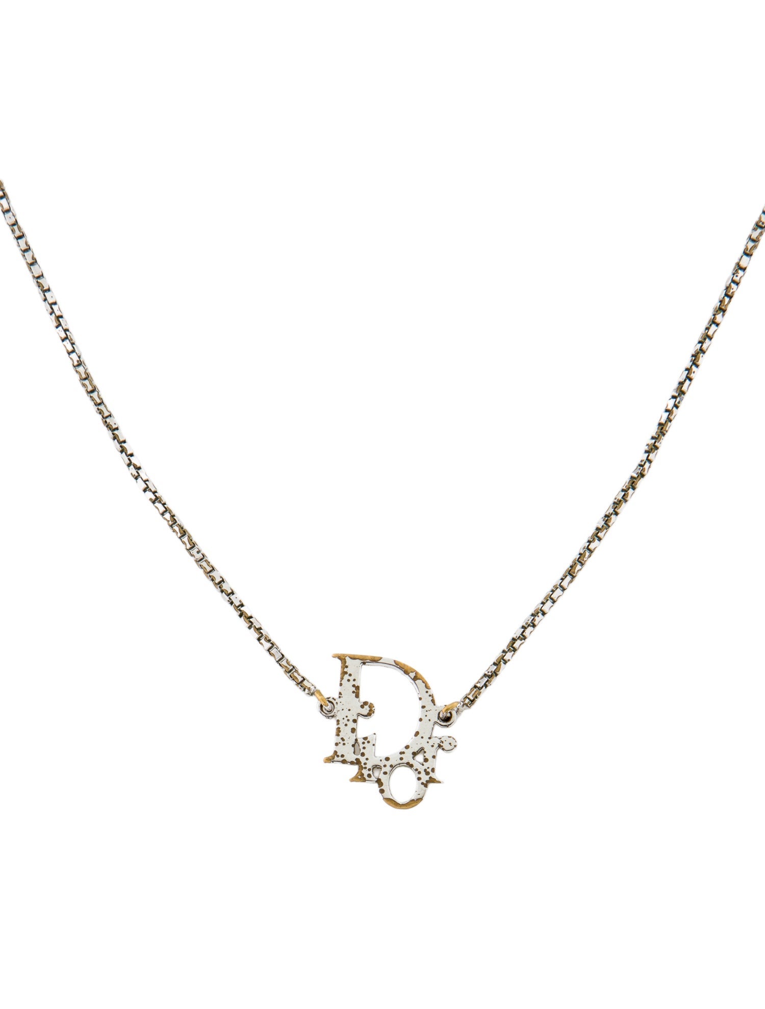 Christian Dior Vintage 'Dior' Oblique Pendant Necklace